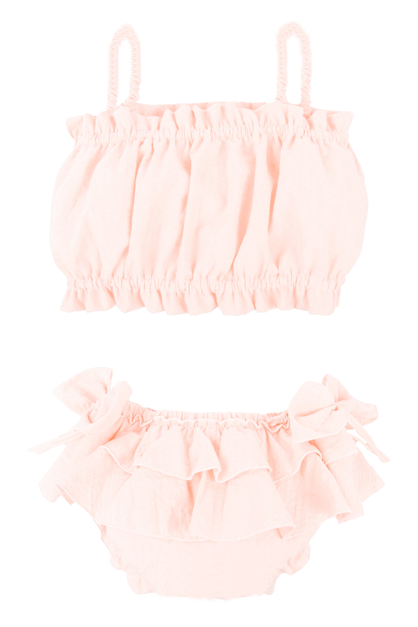 Cassidy Apricot Cheesecloth Baby Girl Top & Bloomers Set - Soft Cotton Lace Trim Outfit for Newborn Infant Photography, Baptism, Christening & Special Occasions