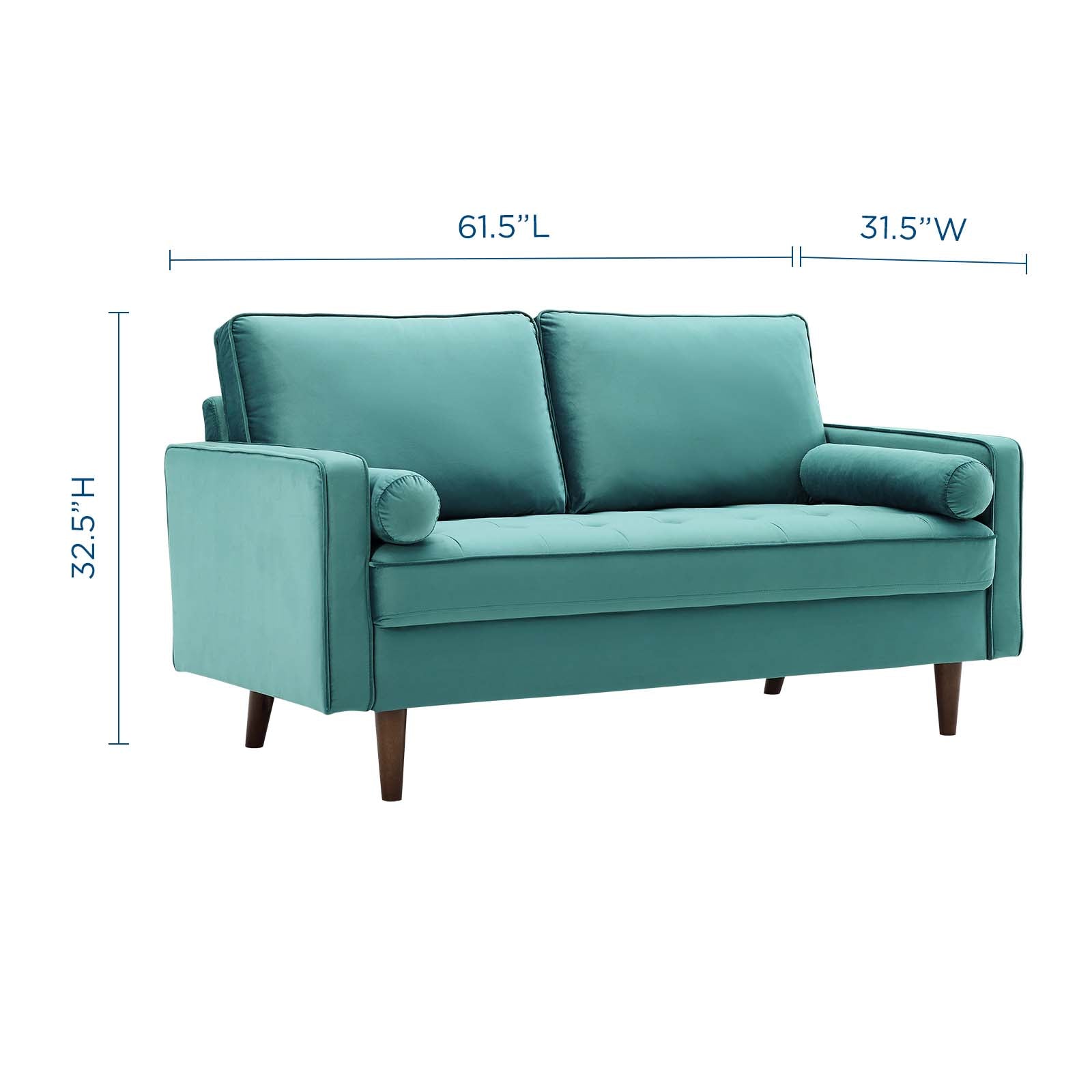 Velour Performance Velvet Loveseat - Soft & Durable Small Sofa for Living Room, Bedroom, or Office - Perfect for Relaxing, Entertaining, and Small Space Decor