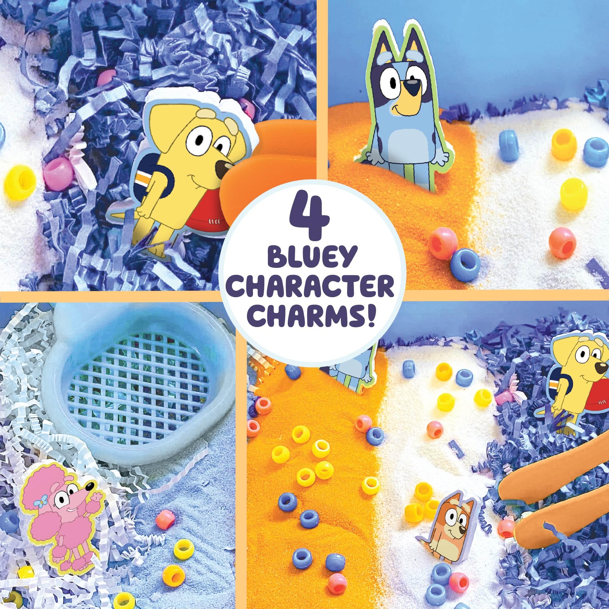 Official Bluey Seek & Find Sensory Bin - Ready-to-Use Sensory Toys for Kids Ages 3-4 with Lid, Play Sand, Scoops & Tongs | Exclusive Bluey Character Toys | Perfect for Preschool Learning, Fine Motor Skills Development & Sensory Play Activities at Home or Classroom