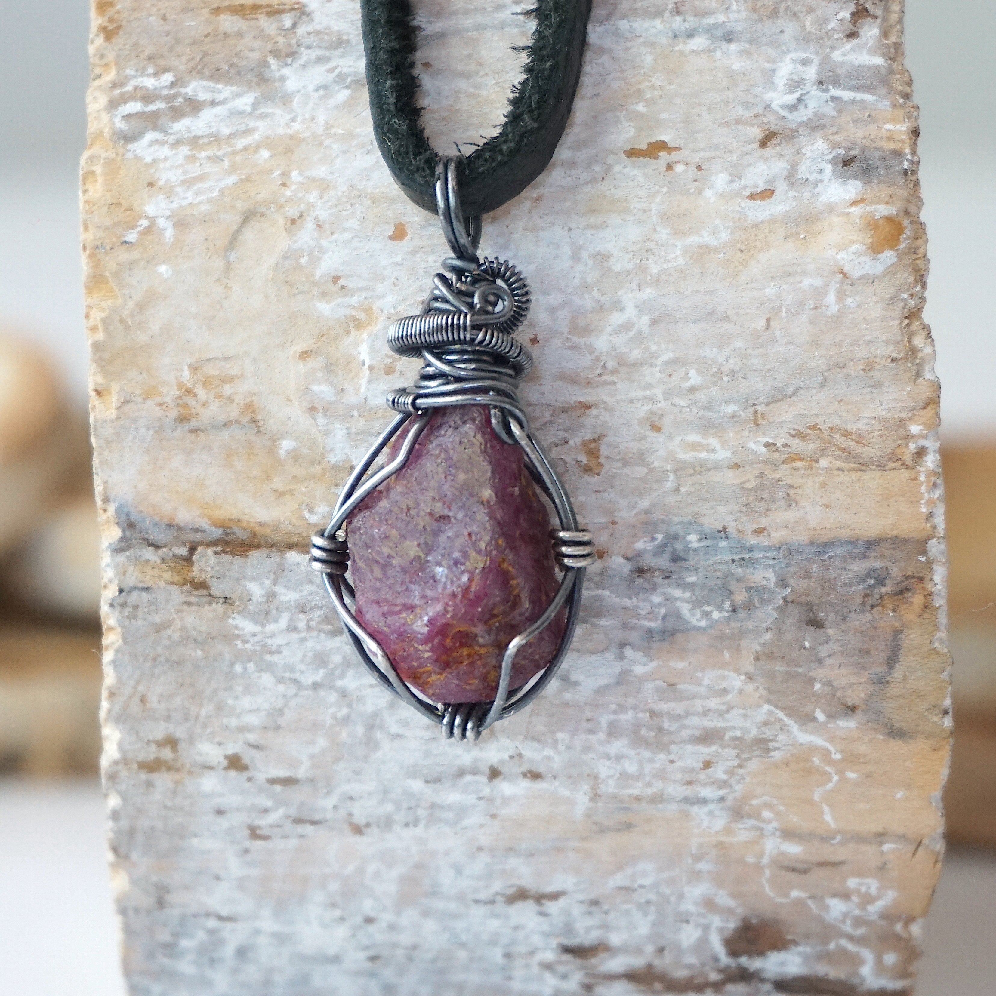 Natural Raw Ruby Pendant Necklace for Men - Handmade Gemstone Jewelry Gift for Him - Perfect for Casual Wear, Date Nights & Special Occasions