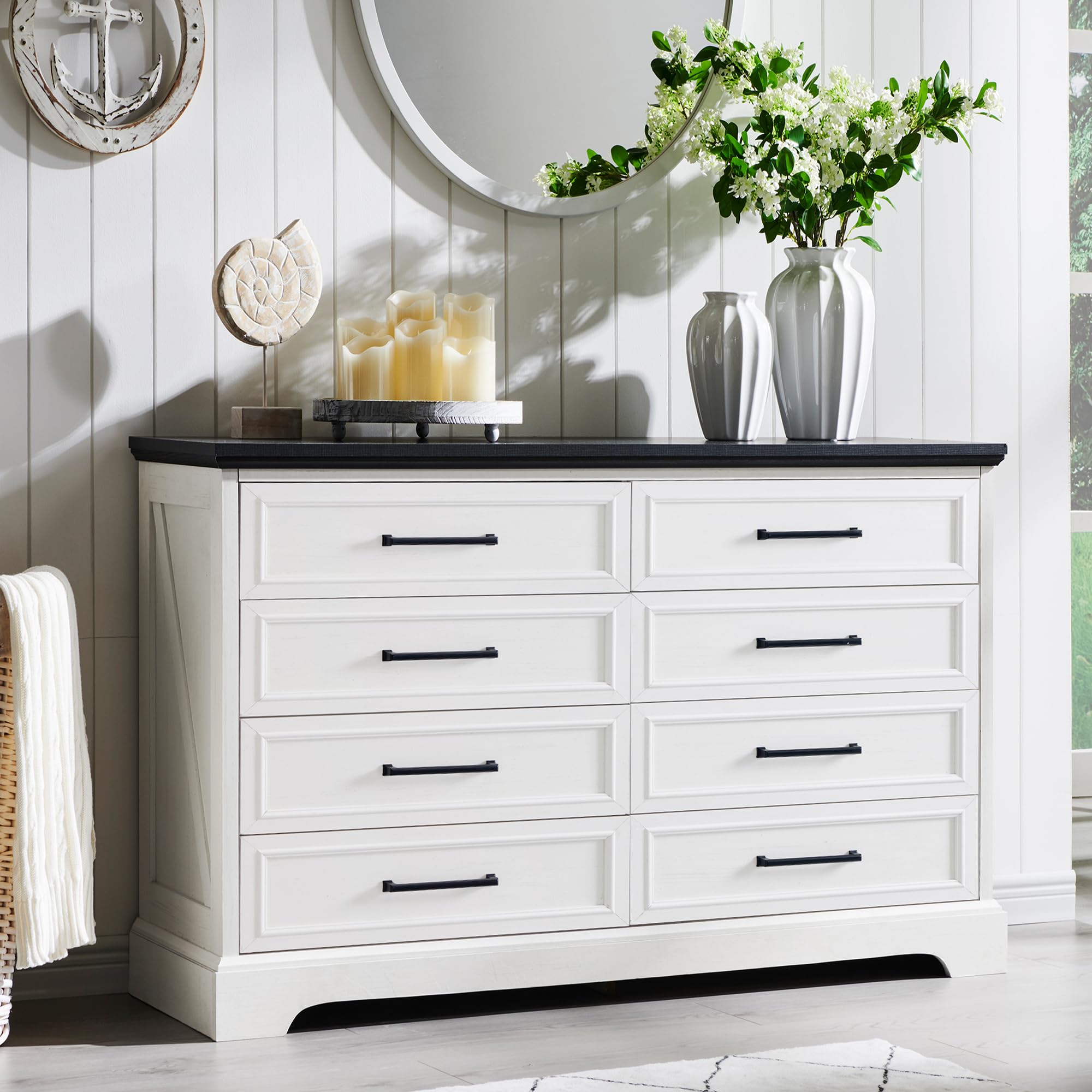Farmhouse 8-Drawer Dresser for Bedroom - 52