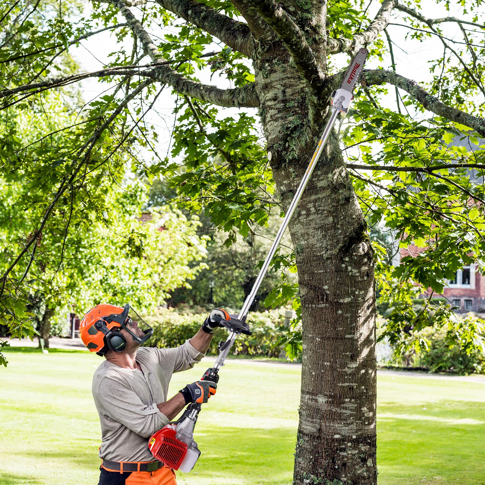 42.7CC 11.2ft Gas Pole Chainsaw - Powerful Gasoline Pole Saw for Tree Trimming, Pruning & Landscaping | Long Reach Cordless Hedge Trimmer for Professional Tree Care & Yard Maintenance