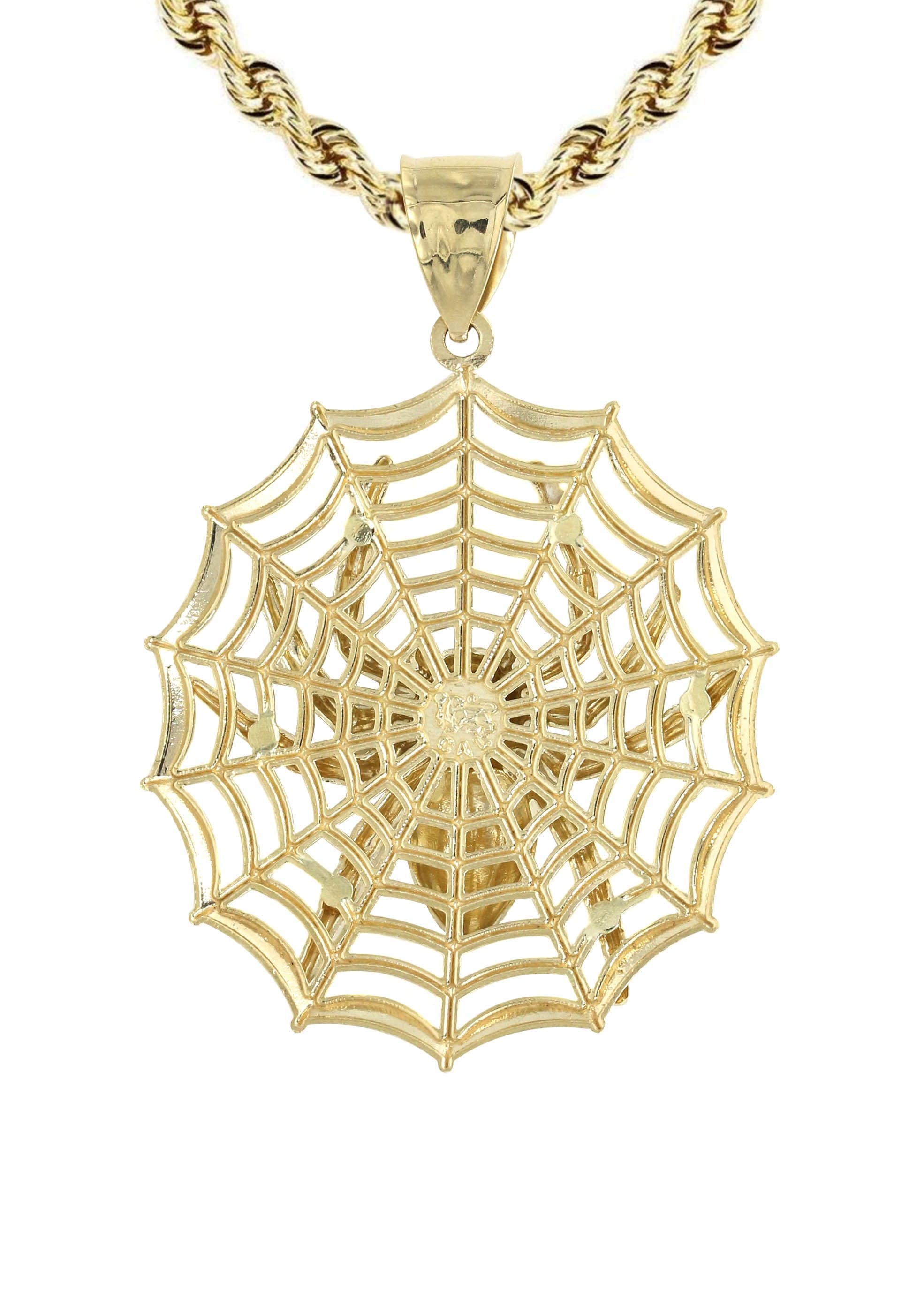 10K Yellow Gold Spider Necklace for Women - 22 Grams Fine Jewelry Gift for Halloween, Gothic Fashion & Unique Style Statement