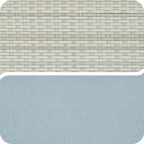 Light Gray Wicker / Baby Blue Cushion