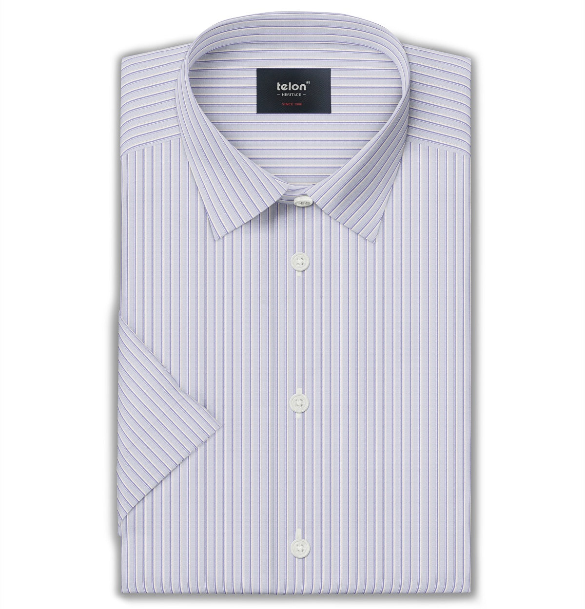 Premium Wrinkle-Resistant Short Sleeve Shirt - Lavender Breeze Stripe Pattern - Perfect for Office Wear & Summer Casual Outfits