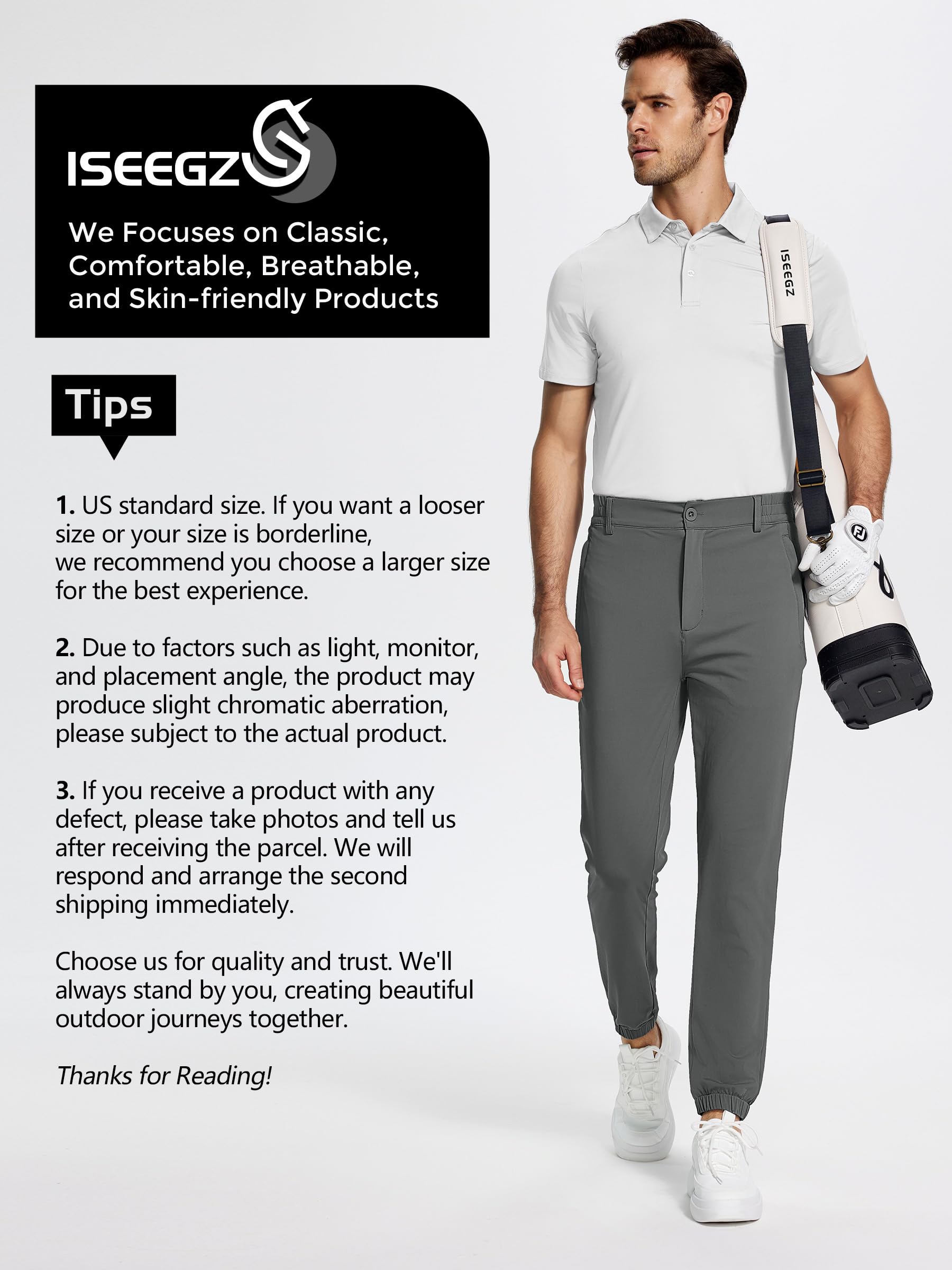 **Men's Slim Fit Golf Joggers Pants - Stretch Travel & Work Casual Tapered Pants with 4 Zipper Pockets | Perfect for Golfing, Travel, Office & Everyday Wear**