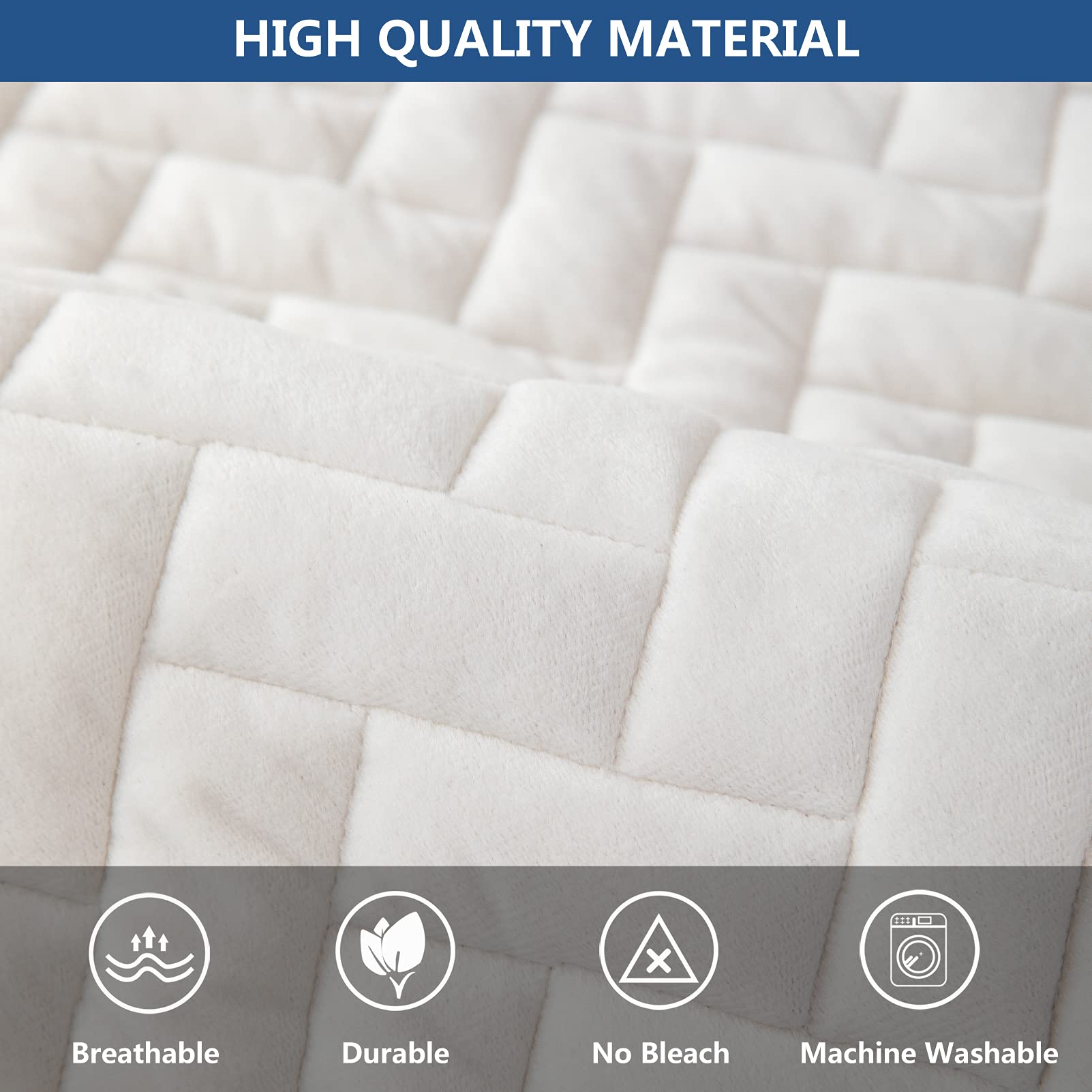 Eismodra 3 Cushion Couch Cover - Anti-Slip Sectional Sofa Slipcover for Pets & Kids - Fits L-Shaped Loveseat Recliner with Armrest & Backrest - White 43