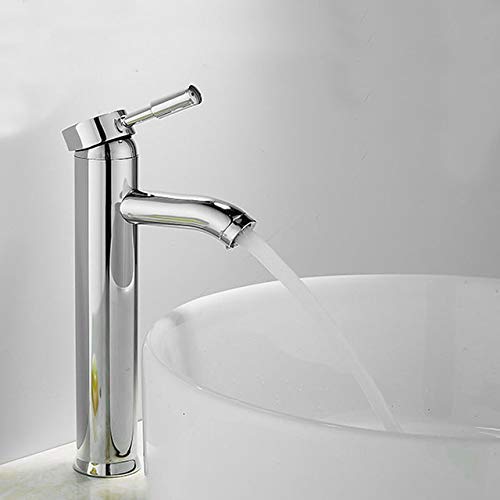 MAHWTF Single Handle Deck Mount Bathroom Faucet - White & Chrome Tall - Hot & Cold Water Mixer Tap for Basin Sink - Perfect for Modern Bathrooms & Powder Rooms