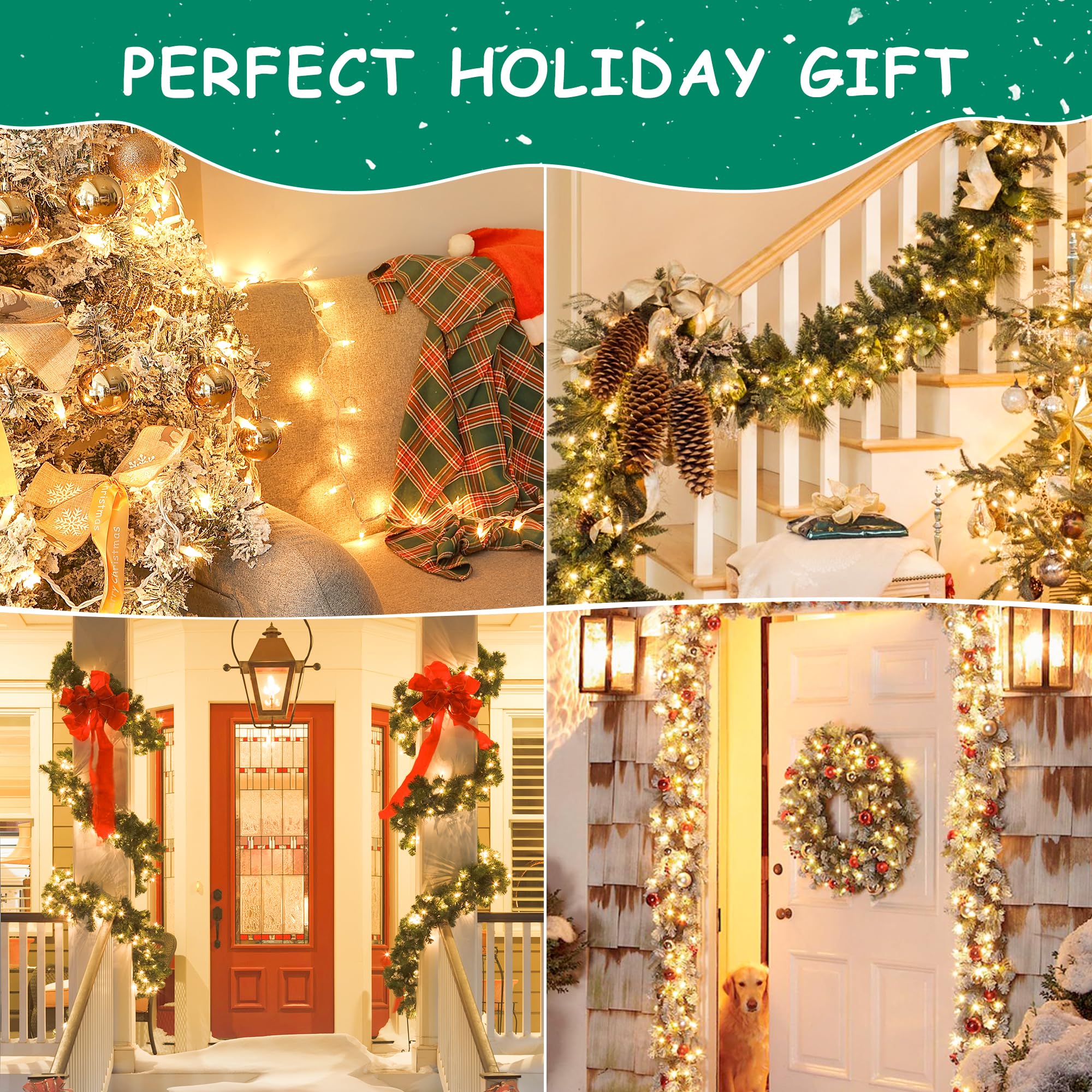 HEYFUNi 50-Count Clear Christmas Lights Set - 13 Feet White Wire Mini String Lights for Christmas Tree, Holiday Garland, Party & Wedding Decorations | Indoor & Outdoor Xmas Decor