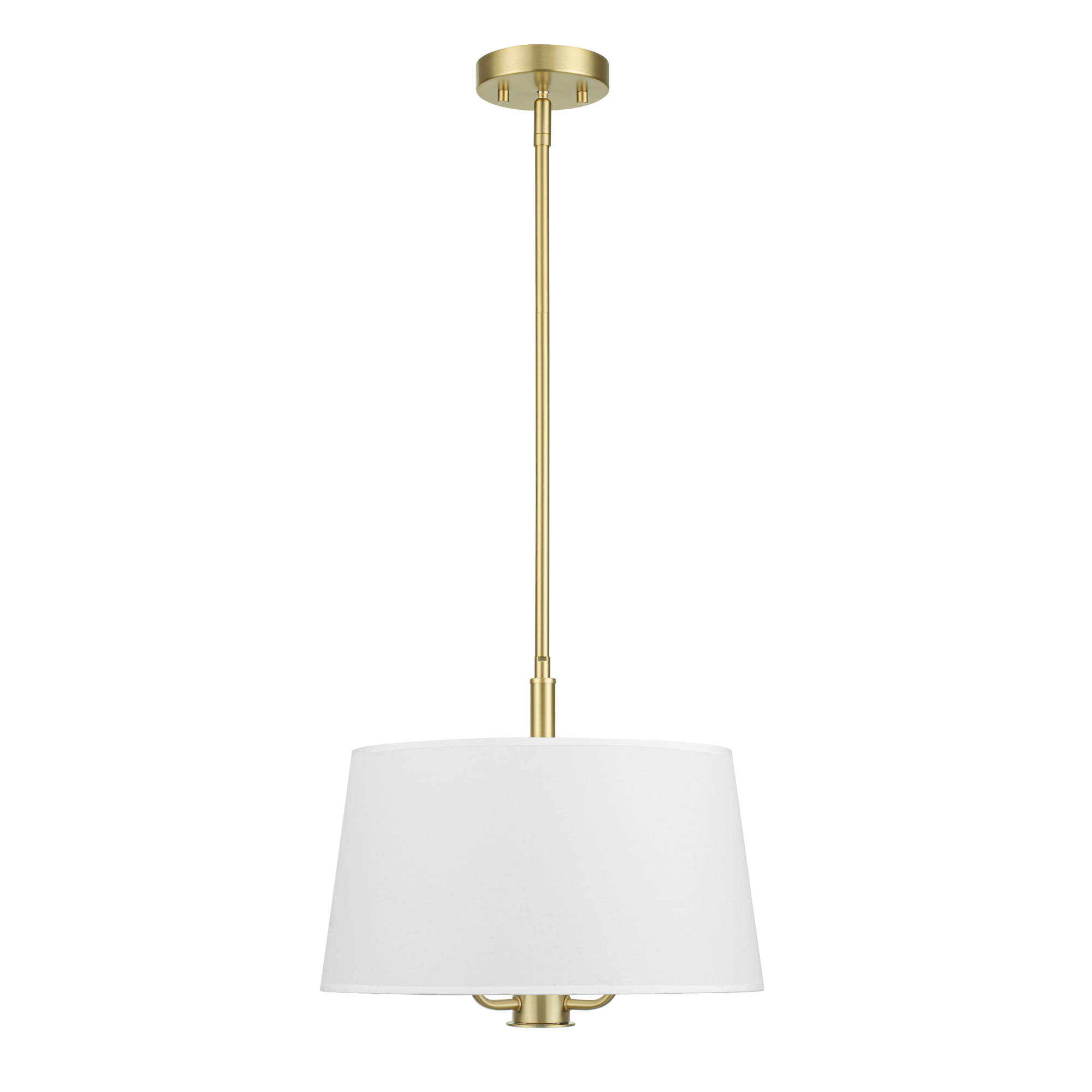 3-Light Billet Convertible Pendant/Semi-Flush Mount Ceiling Light - Brushed Gold Finish with Fabric Shades - Perfect for Dining Room, Kitchen Island, or Bedroom Lighting