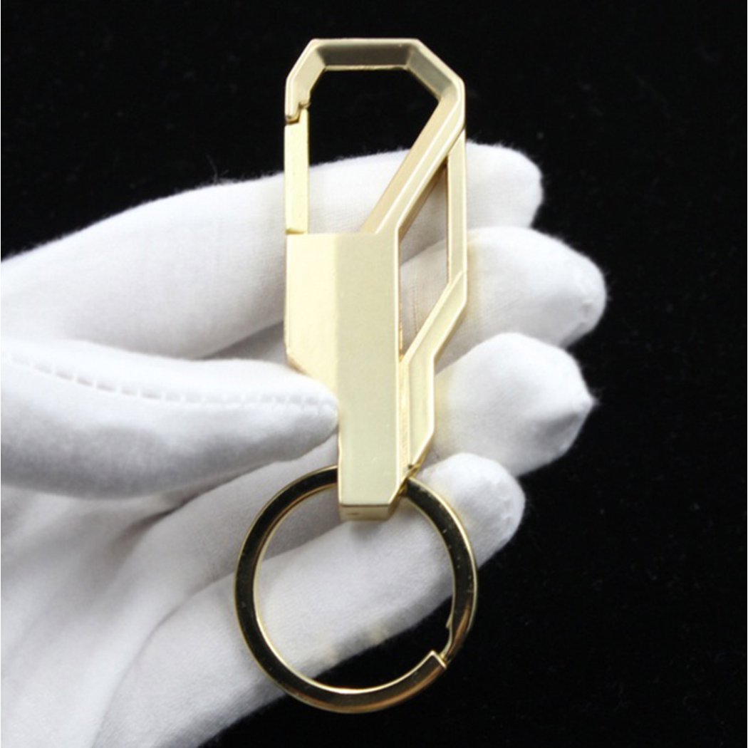 Stylish Men's Minimalist Metal Keychain - Durable Car & Office Key Ring - Perfect Gift for Him (Gold) - Ideal for Everyday Use, Travel & Business Accessories