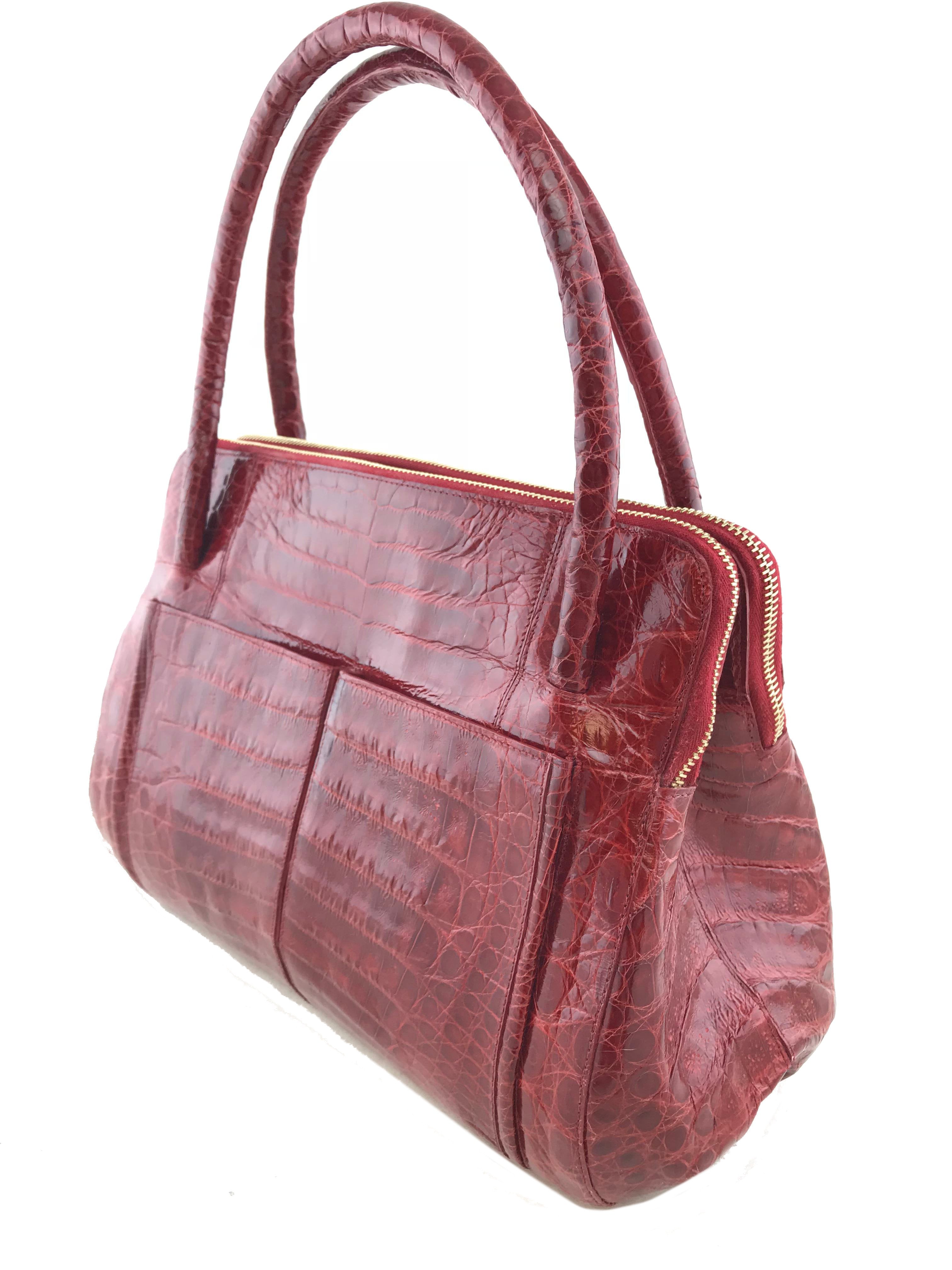 Nancy Gonzalez Genuine Crocodile Leather Double Zip Tote Bag - Luxury Designer Handbag for Women, Perfect for Work, Travel & Everyday Use