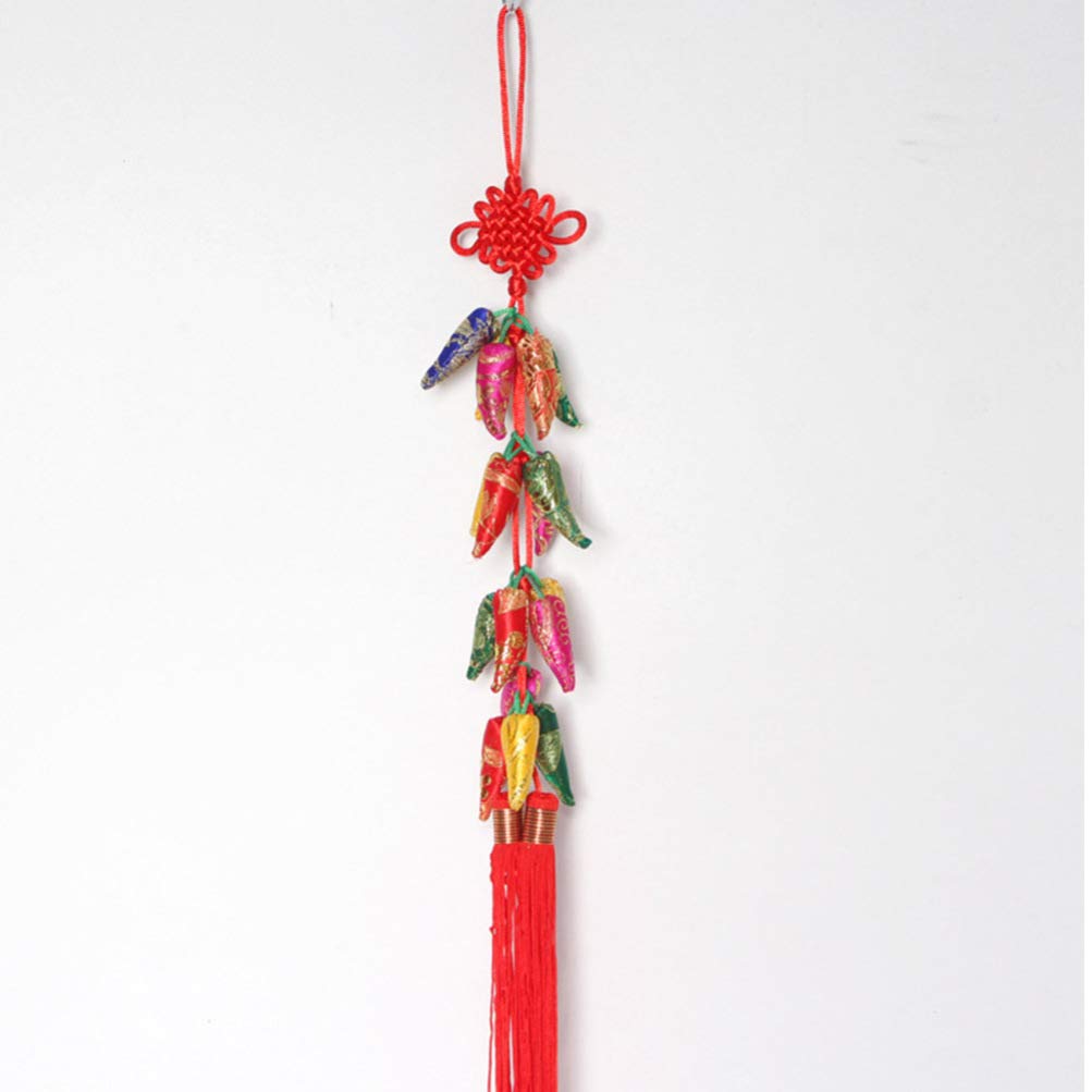 ABOOFAN Chinese New Year Chili Pepper Pendant - Festive Holiday Decorations for Home, Wedding, Car & Christmas - Traditional Red Knot Brocade Ornament for Lunar New Year Celebrations