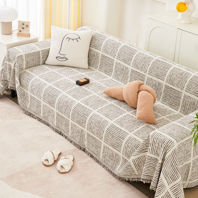 Jordyn Geometric Couch Cover - Stretchable Sofa Slipcover with Non-Slip Design - Perfect for Living Room, Bedroom, and Home Decor Protection
