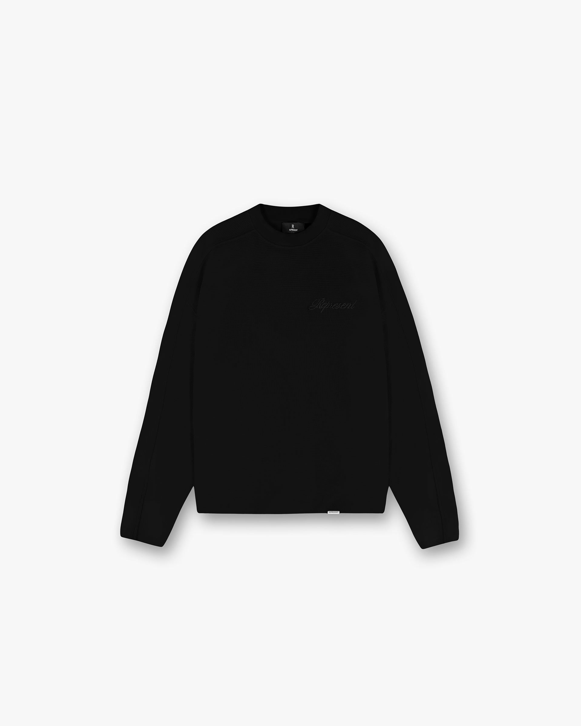 Waffle Long Sleeve T-Shirt for Men - Soft Thermal Cotton Crewneck Shirt in Black | Perfect for Winter Layering & Casual Outfits