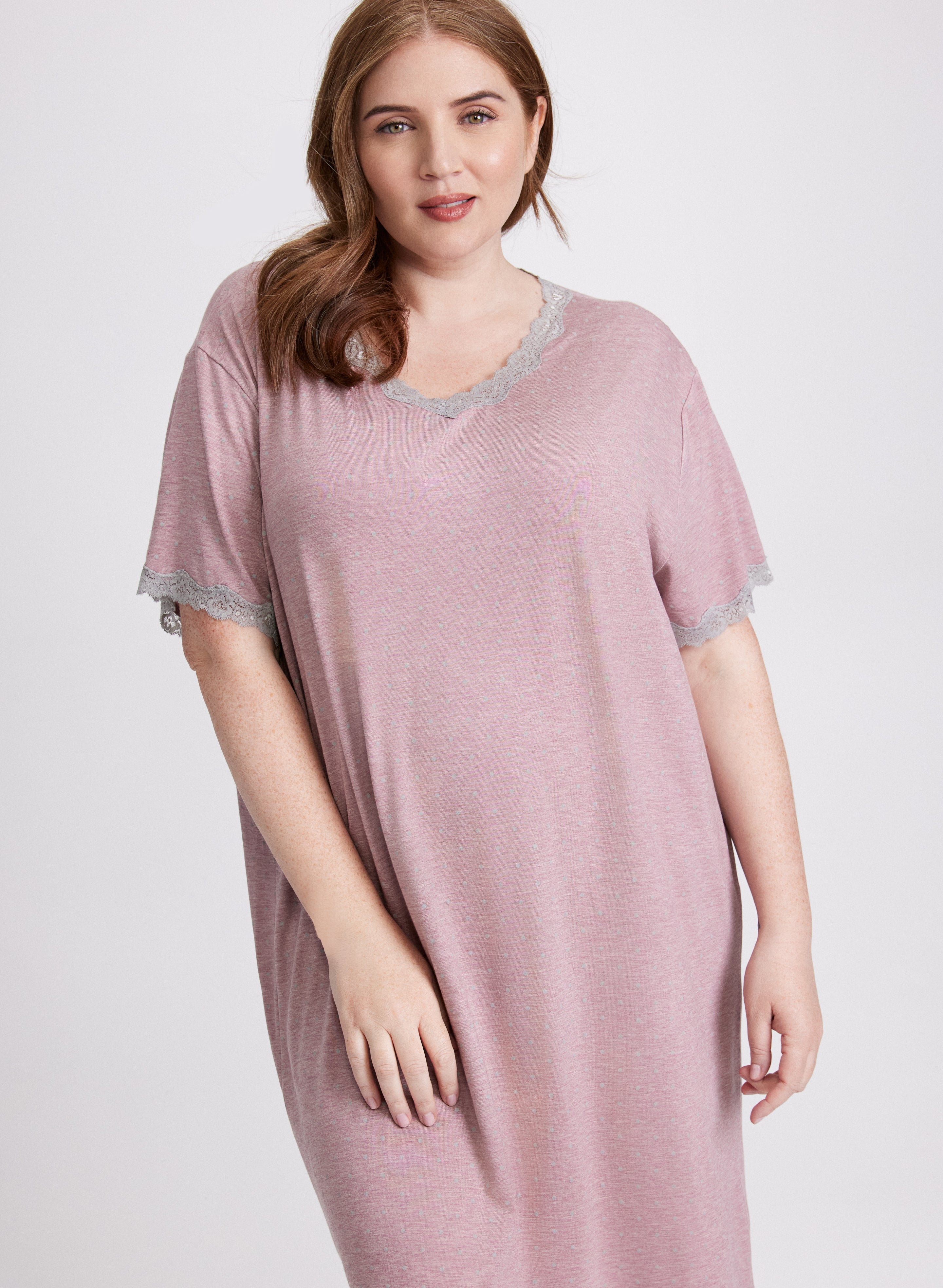 Dot Print Nightgown - Soft & Comfortable Sleepwear for Women - Perfect for Relaxing at Home or Lounging in Style