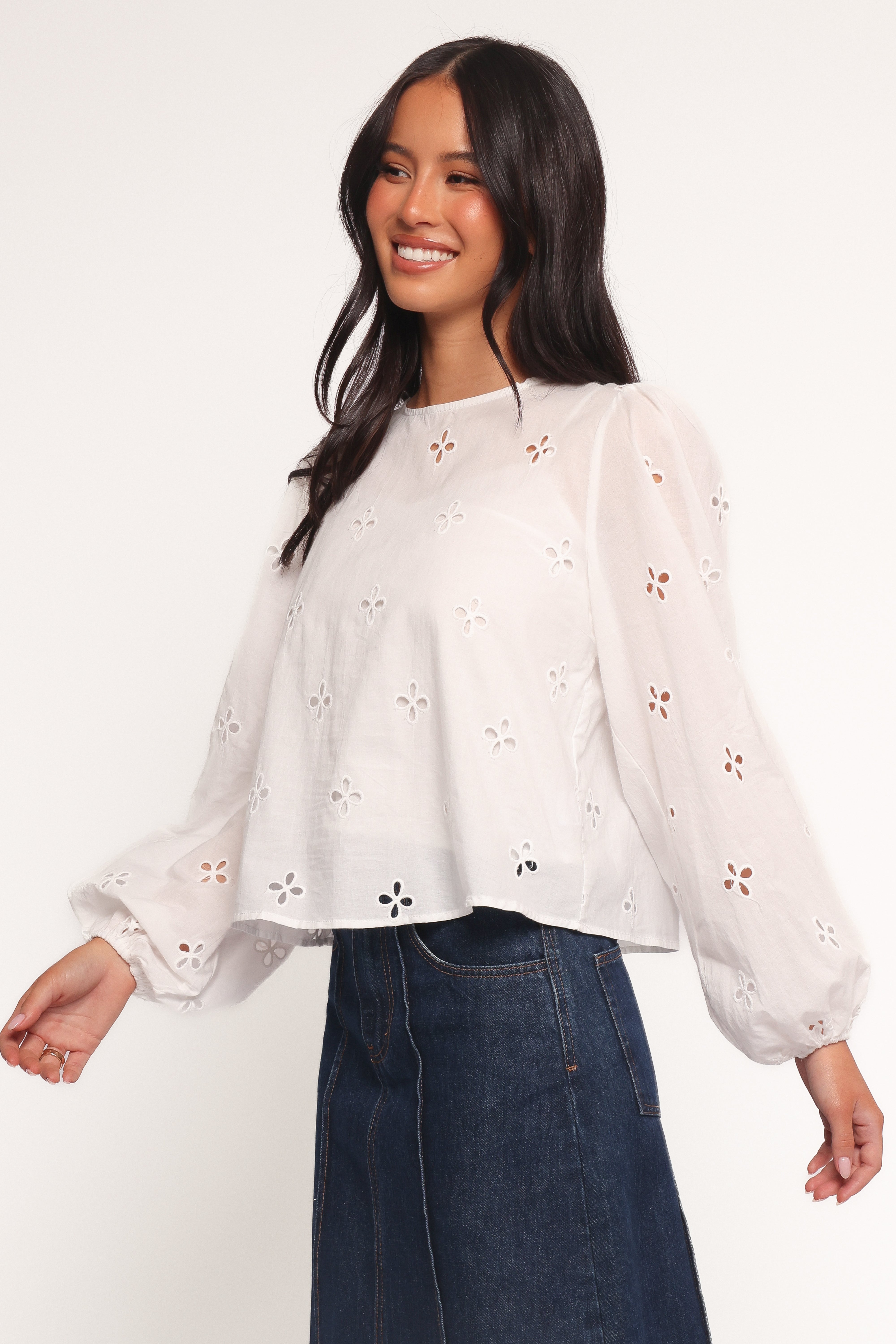 Stylish Aggie Blouse in White - Women's Fashion Top for Casual Wear, Office & Date Night Outfits