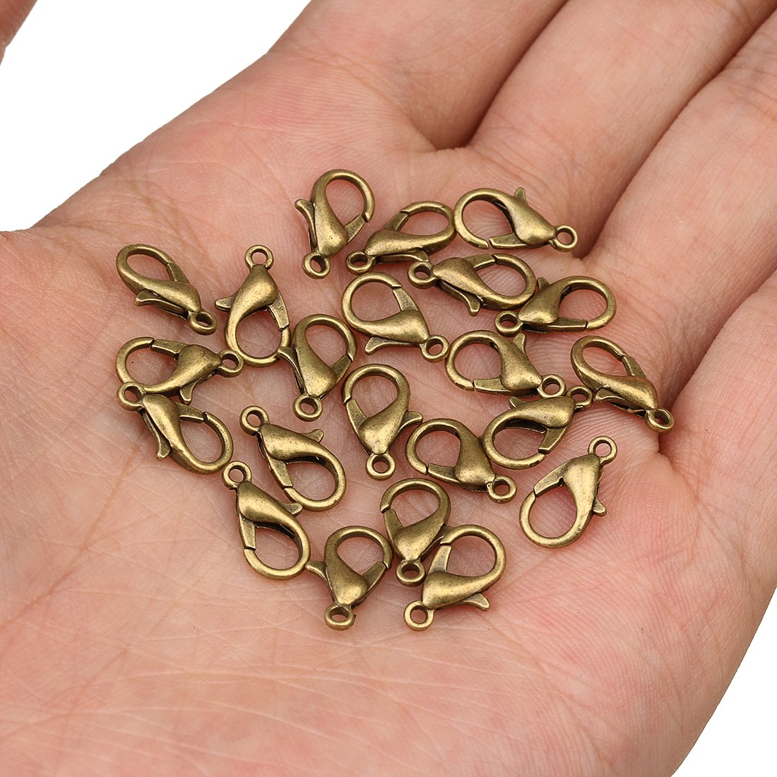 Premium 12mmX6mm Alloy Lobster Claw Clasps for Jewelry Making - Gold, Silver, Red Copper, Black, Gun Black & Rhodium Tone - 50pcs/Bag - Perfect for Bracelets, Necklaces & DIY Jewelry Projects