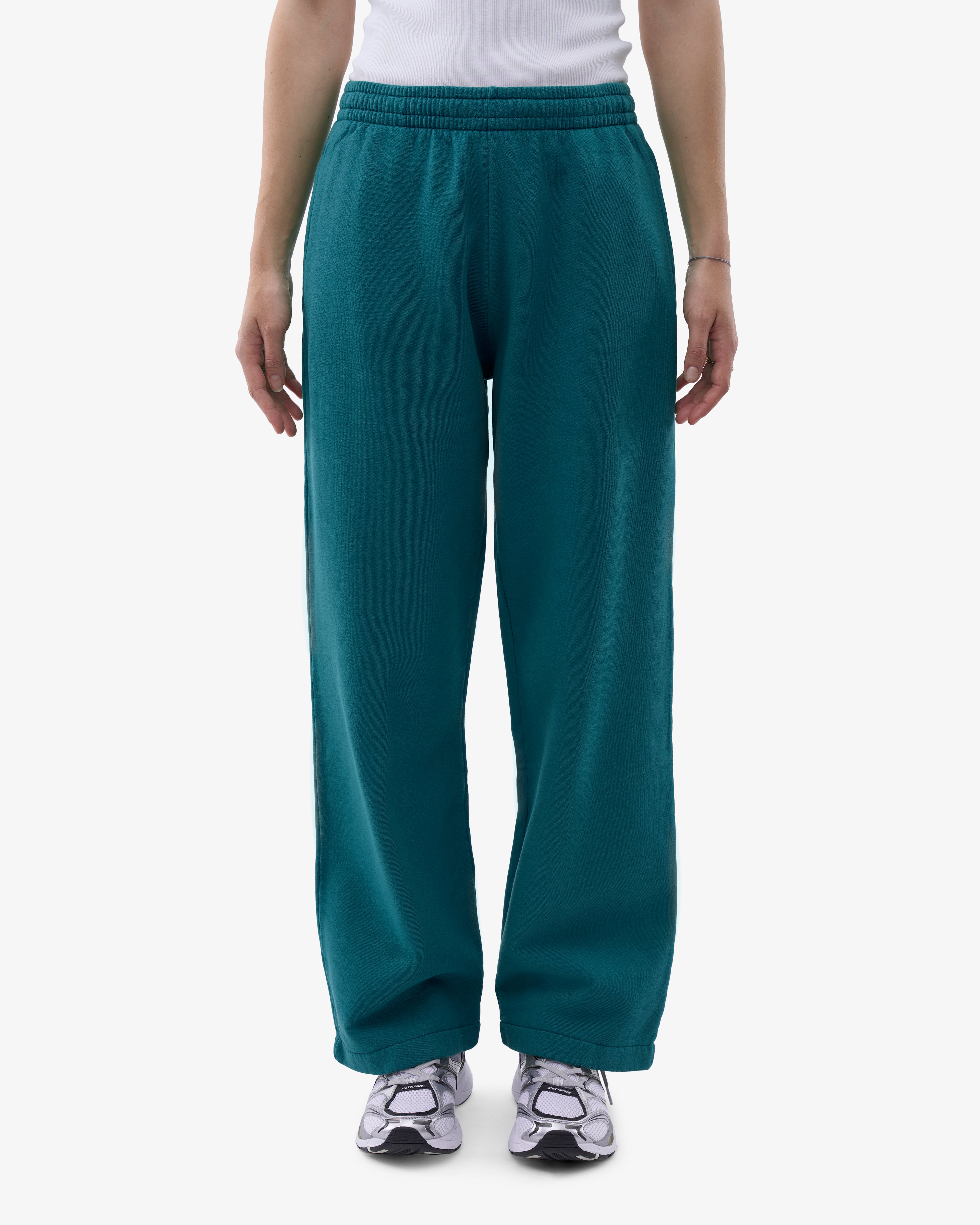 Organic Straight Leg Sweatpants for Women - Soft Comfortable Lounge Pants in Ocean Green - Perfect for Yoga, Running & Casual Wear
