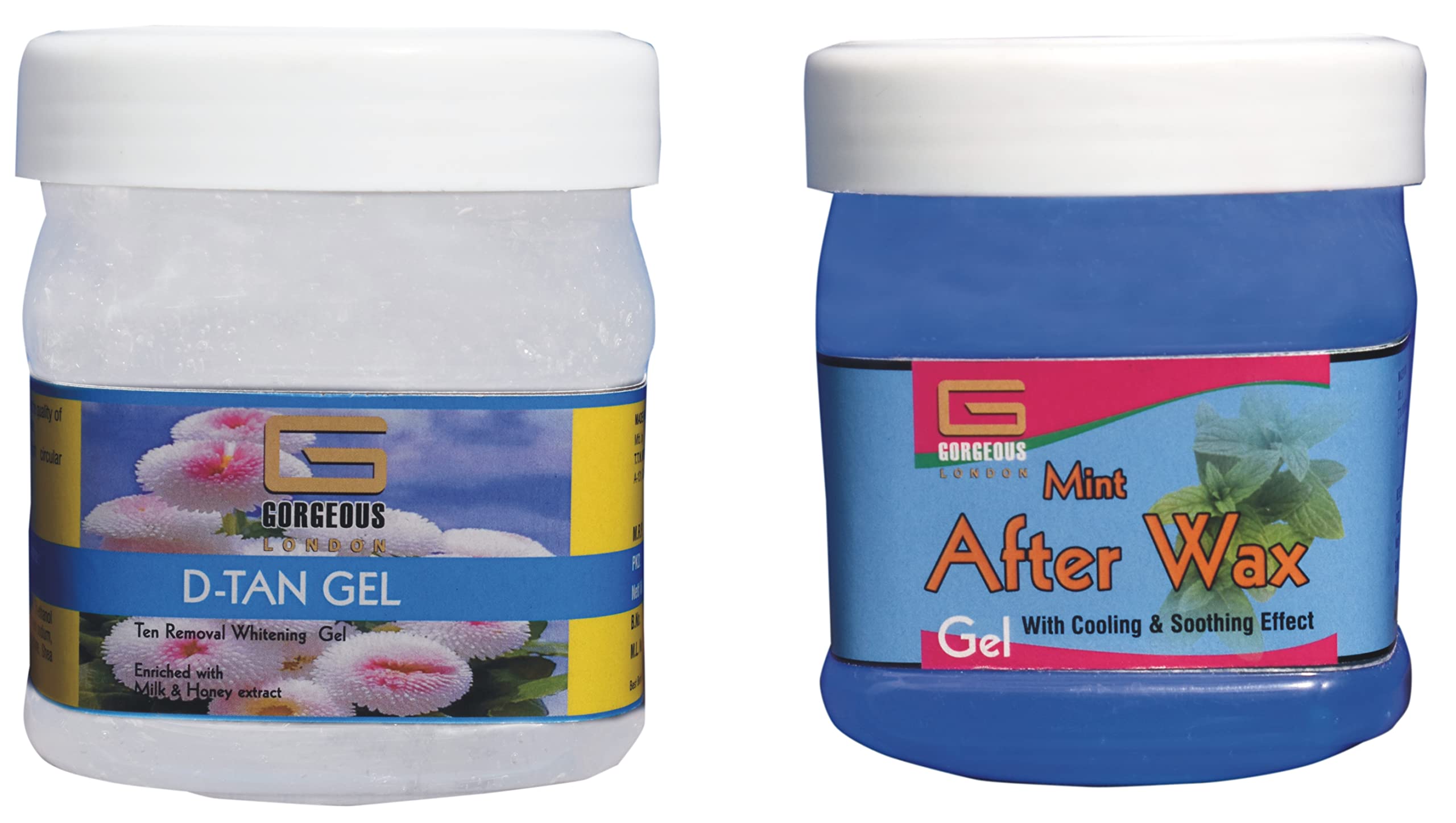 London D-Tan Gel & Mint After Wax Gel Combo Pack (2 x 450ml) - Skin Brightening & Post-Wax Care for Smooth, Glowing Skin - Perfect for Salon & Home Waxing Treatments