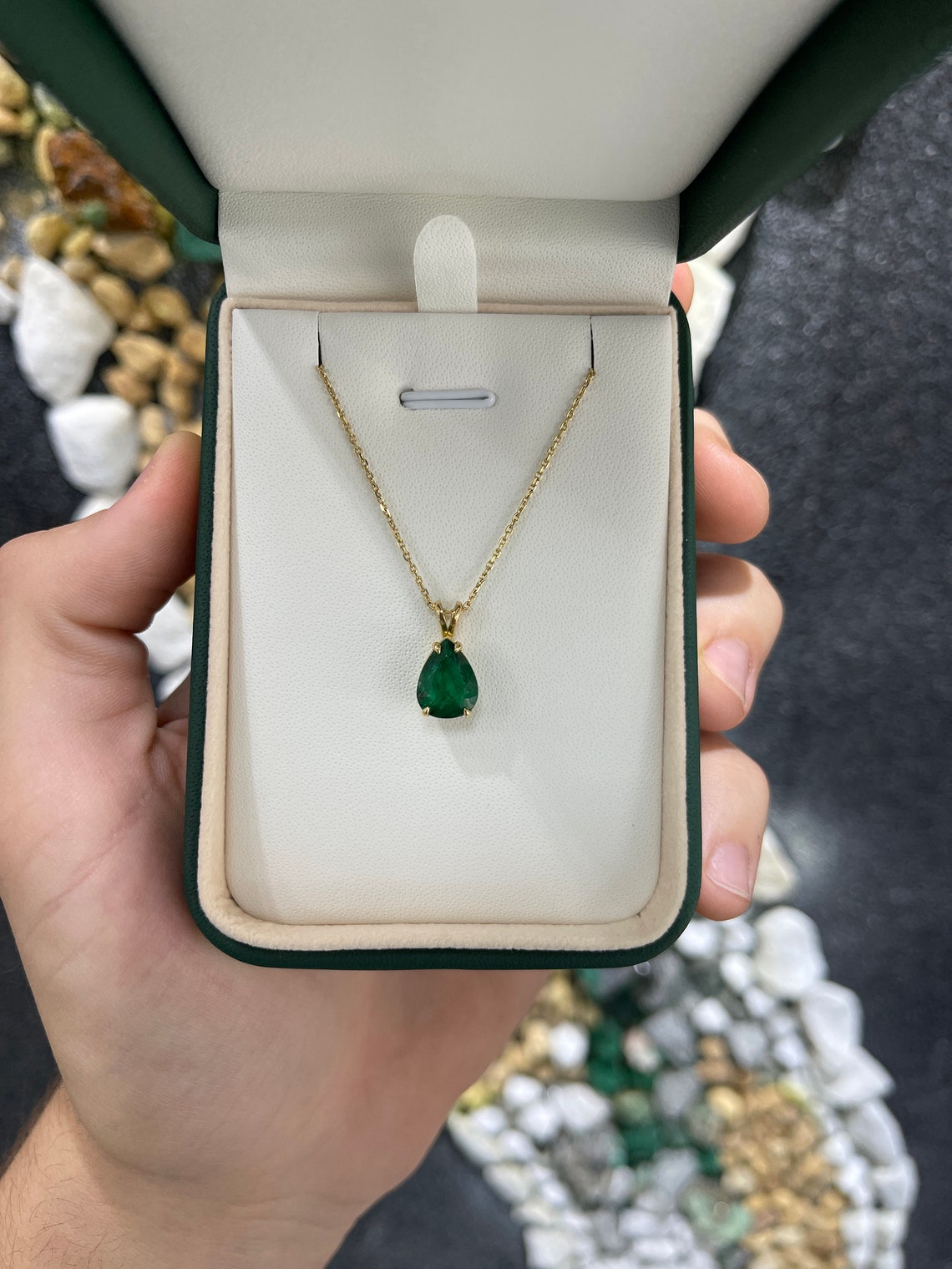 3.28 Carat Natural Emerald Pear Cut Solitaire Pendant in 14K Gold with 4-Prong Setting - Perfect for Weddings, Anniversaries & Special Occasions