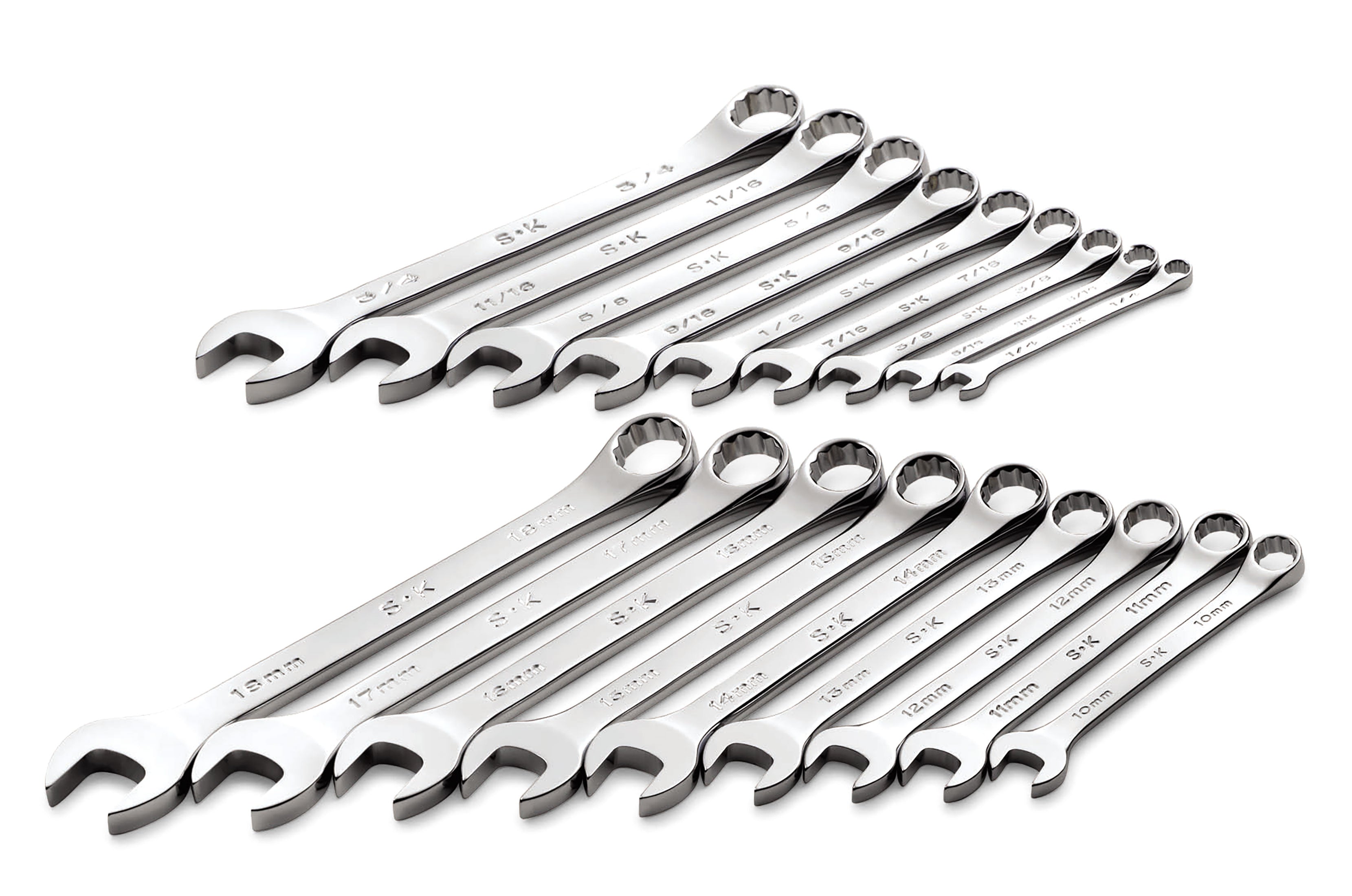 18-Piece 12-Point SAE/Metric Combination Chrome Wrench Set - Professional Automotive & Home Repair Tool Kit for Mechanics and DIY Projects