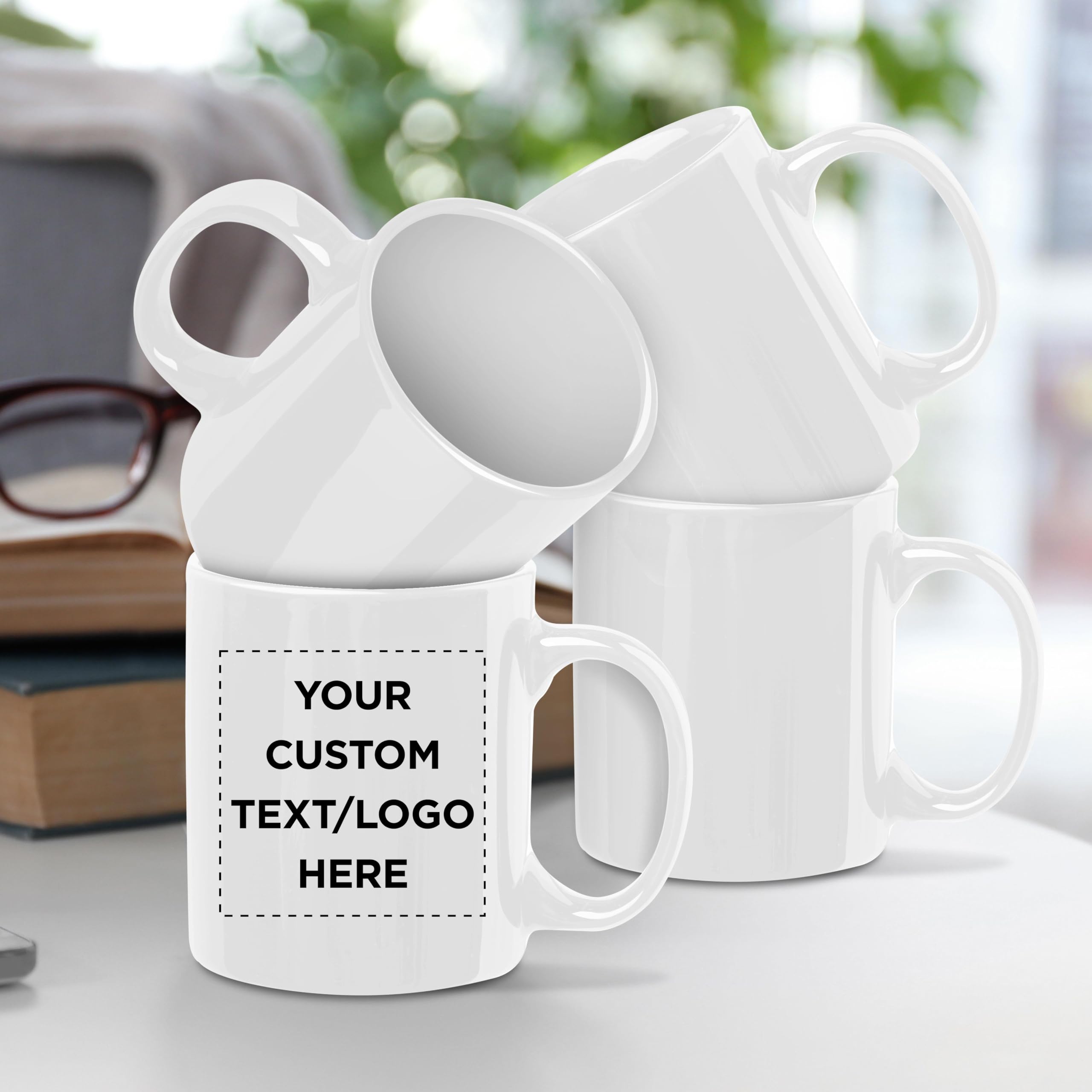 Custom Personalized Ceramic Coffee Mugs 11 oz Bulk Set of 50 - White Coffee Cups for Hot & Iced Drinks, Gaming, Office Use - Perfect for Restaurants, Cafes, Corporate Gifts and Events