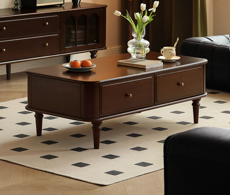 Solid Poplar Wood American Style Rectangular Coffee Table - Modern Living Room Furniture for Home Decor & Relaxation