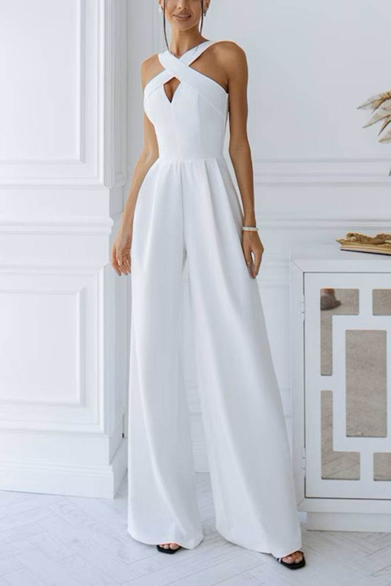 Elegant Halter Neck Floor-Length Stretchy Jumpsuit for Wedding & Formal Events - CW3564 | Perfect for Bridal, Prom, Evening Gala & Special Occasions