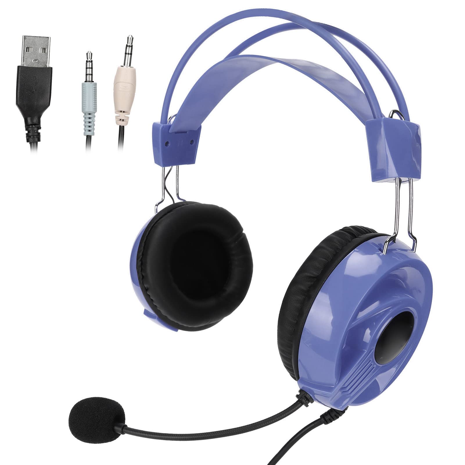Best Wired RGB Gaming Headset with Omnidirectional Mic - Powerful Sound, Colorful LED Lights, 3.5mm & USB Connectivity, 360° Pickup (Purple) - Perfect for PC Gaming, Streaming & Esports