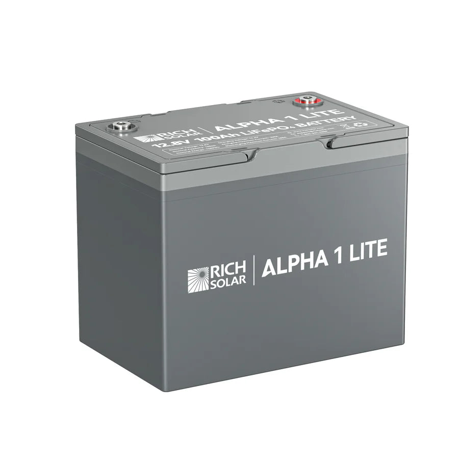 Rich Solar ALPHA 1 LITE 12V 100Ah LiFePO4 Lithium Battery - Deep Cycle for RV, Marine, Solar Power & Off-Grid Applications