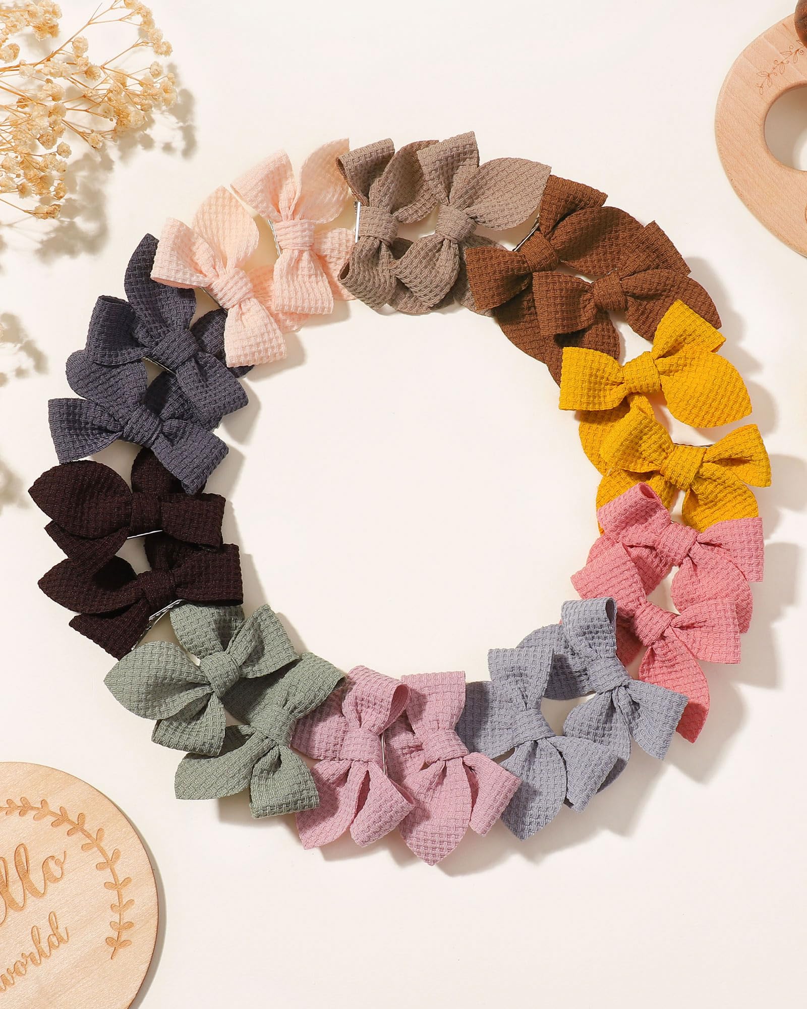 Jollybows 20pcs Baby Hair Clips for Girls - 2 Inch Mini Fable Alligator Clips, Toddler Pigtail Bows for Fine Hair - Perfect for Parties, School, and Daily Styling