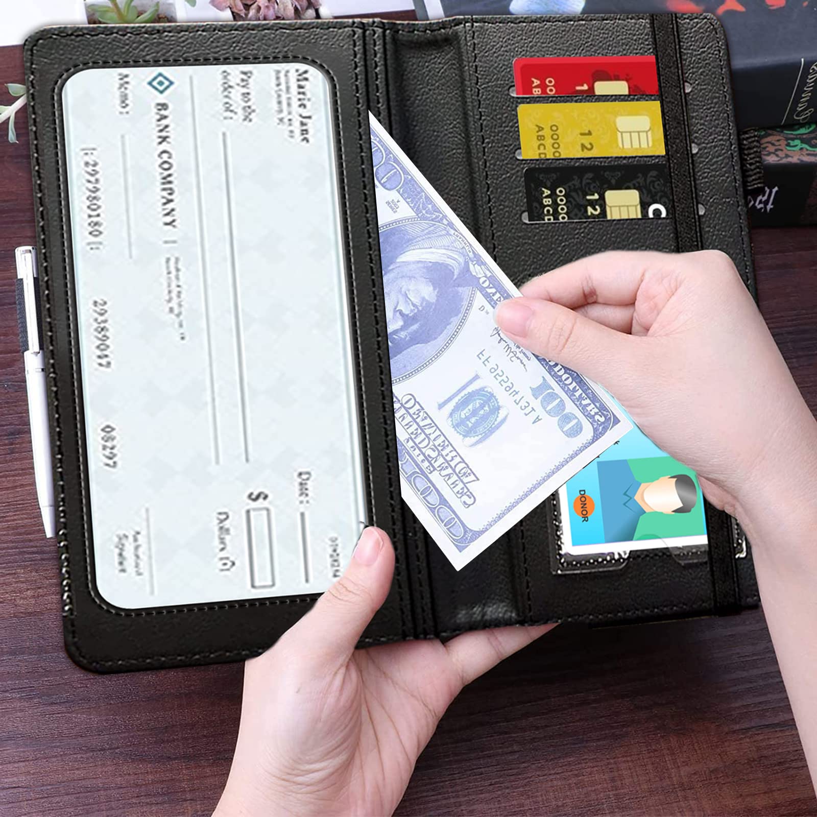Premium Leather Christian Bible Psalm 46-5 Checkbook Cover with RFID Blocking - Stylish Checkbook Wallet Holder for Men & Women - Perfect for Church, Bible Study & Everyday Use