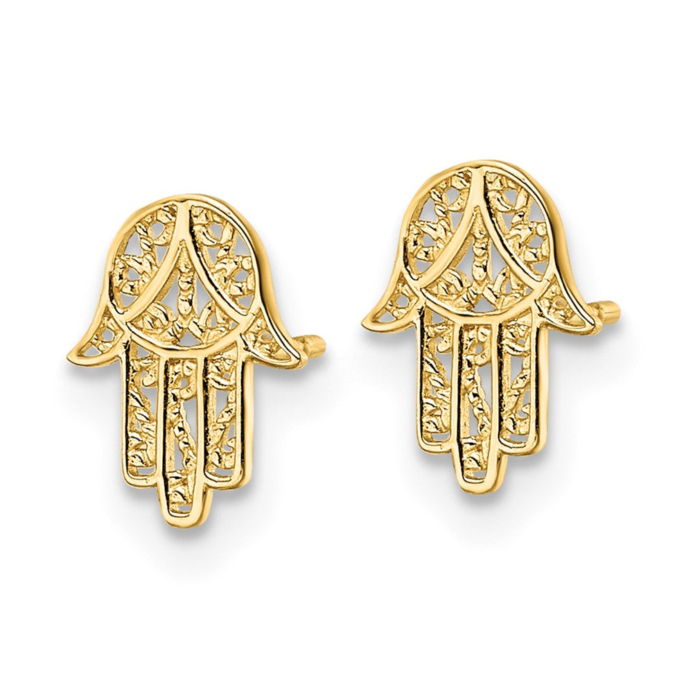 Gold Hamsa Post Earrings - Elegant Hand of Fatima Jewelry for Women | YE2132 | Perfect for Everyday Wear, Gift Giving & Spiritual Protection