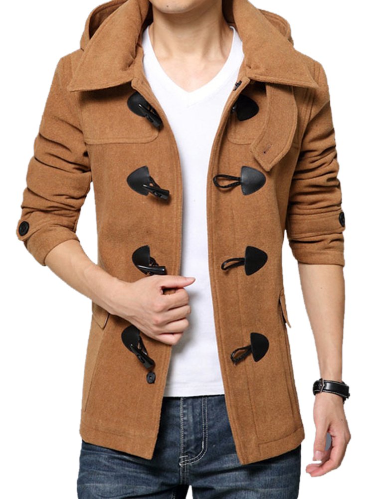 Men's Casual Wool Blend Quilted Toggle Coat with Removable Hood - Winter Warm Jacket for Outdoor Activities & Daily Wear