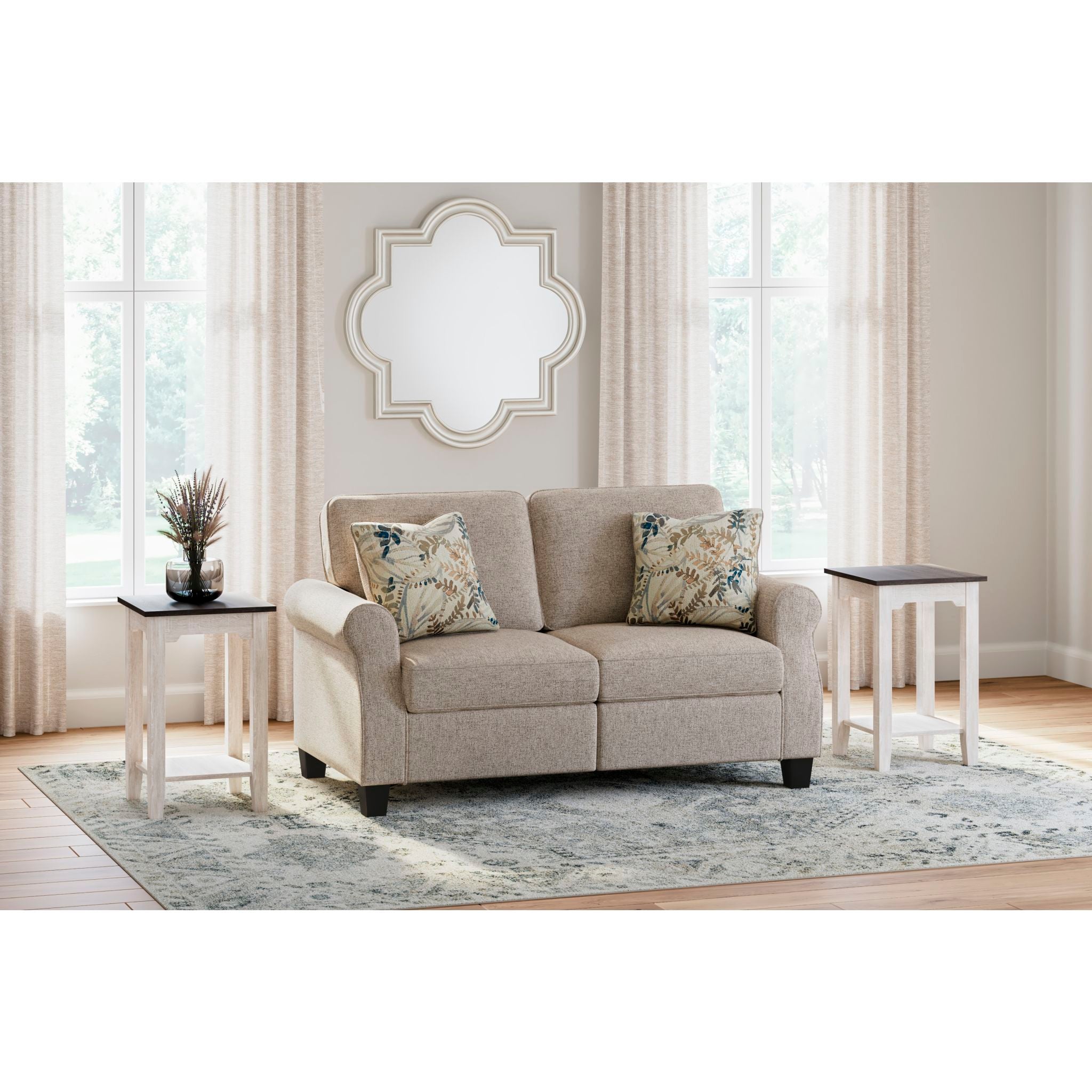 Alessio Loveseat in Sesame - Modern Fabric Sofa for Living Room, Lounge & Small Spaces - Comfortable 2-Seater Couch with Soft Upholstery