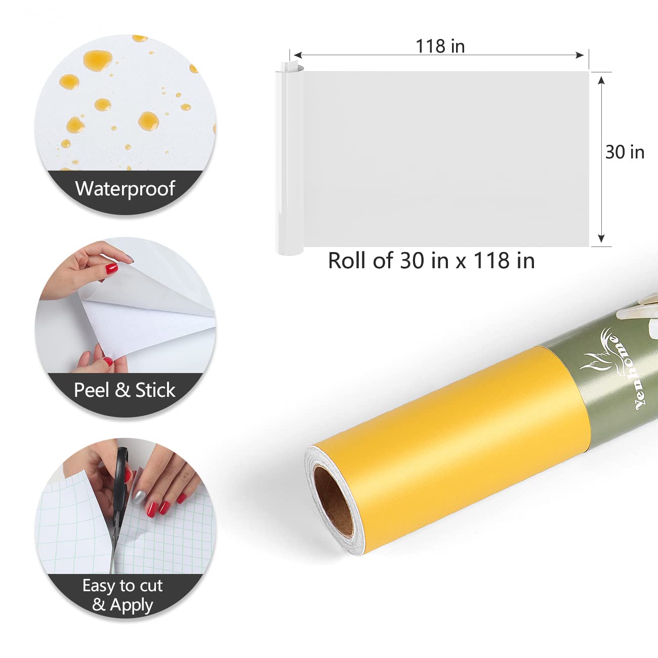 YENHOME 30x118 Inch Yellow Contact Paper - Peel & Stick Wallpaper for Cabinets, Shelves, Furniture & Tables | Matte Textured Removable Wall Covering | Perfect for Renters, DIY Home Decor & Wall Accents