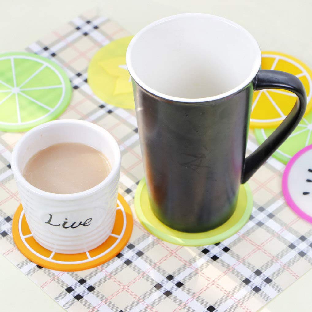 LUCACO Silicone Cup Coaster - Non-Slip Heat Resistant Fruit-Shaped Drink Coasters for Table Protection - Perfect for Coffee, Tea, and Beverages at Home, Office, or Parties
