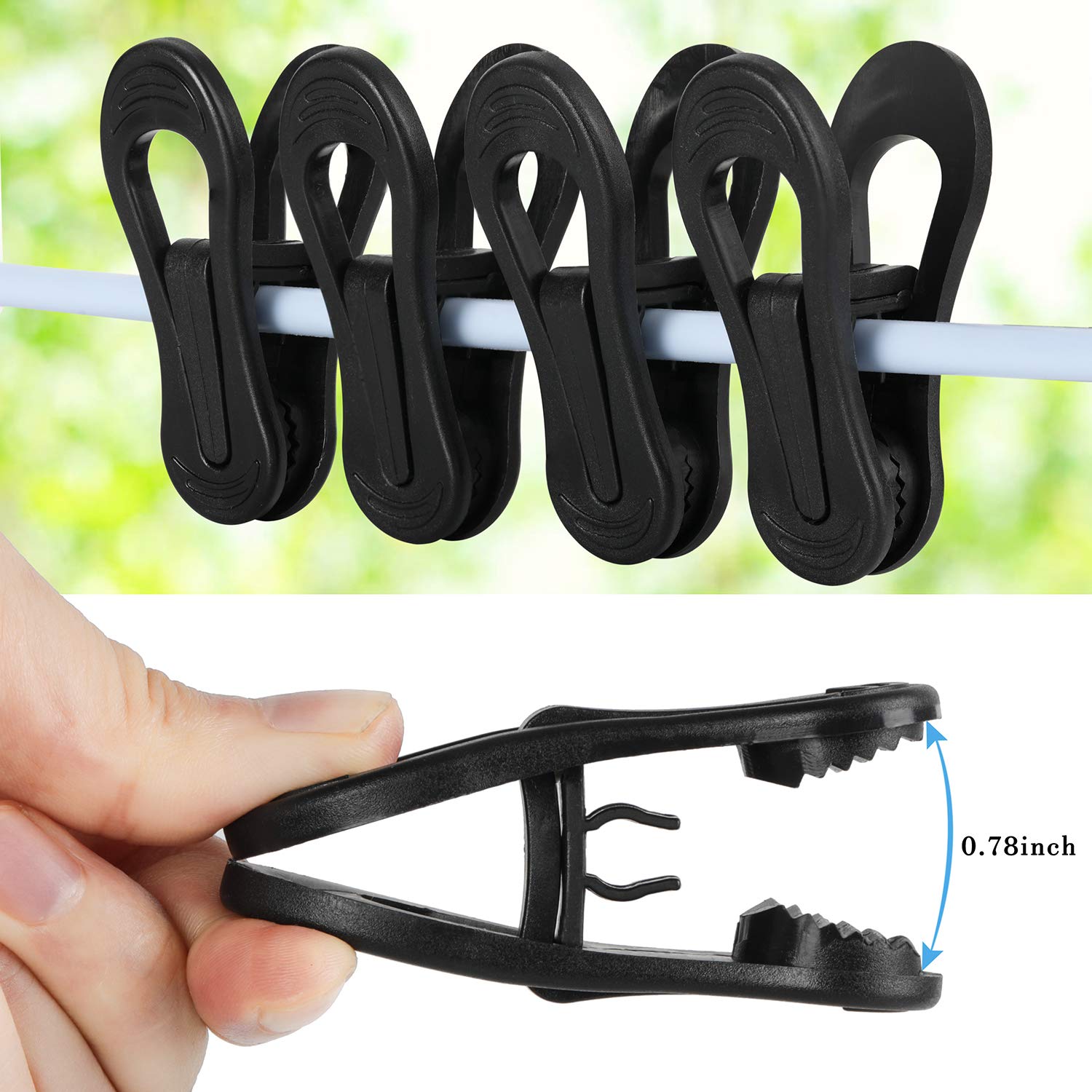 24-Piece Tinfol Plastic Hanger Clips - Heavy Duty Black Pinch Grip Clips for Clothes Hangers, Multi-Purpose Hanging Organizer (Perfect for Drying Laundry, Organizing Scarves & Ties)