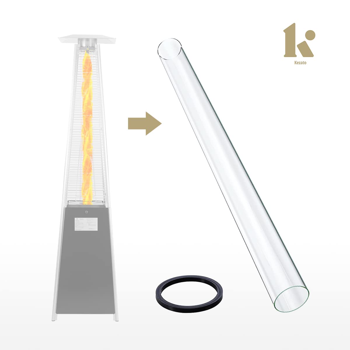 49.5 Inch Quartz Glass Tube Replacement for Pyramid Patio Heater - Durable Outdoor Heating Solution for Backyard, Deck & Patio Use