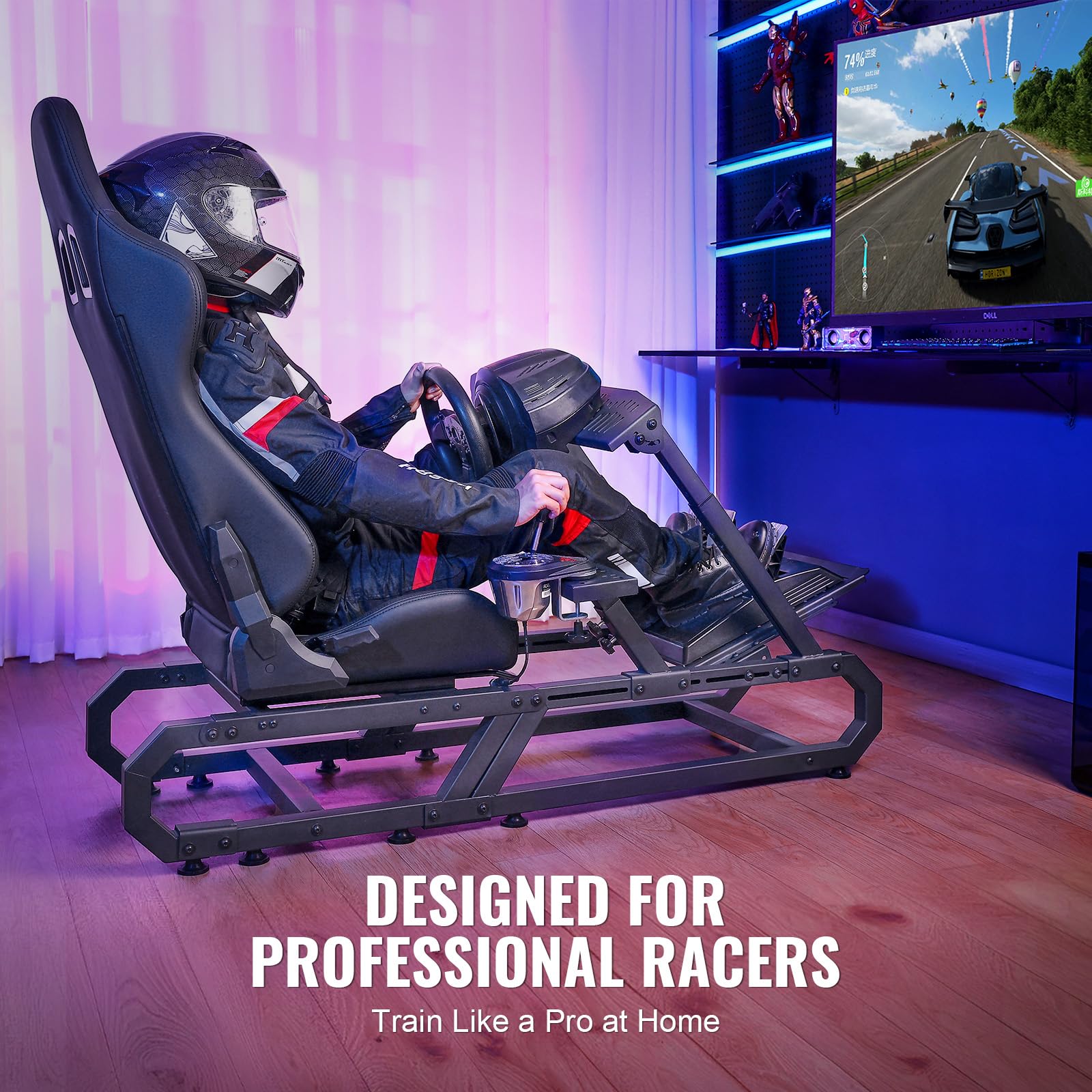 VEVOR Racing Wheel Stand for Logitech G923/G920/G29 & Thrustmaster T248P - Heavy Duty Steel Driving Simulator Cockpit with Adjustable Height & Pedal Angle - Max Load 330 lbs - Perfect for Gaming, Racing Simulation & Esports Tournaments