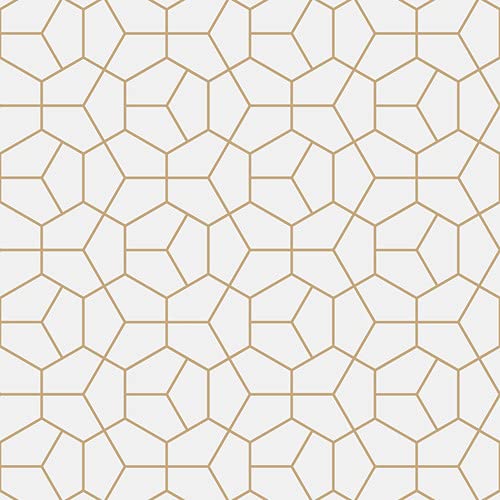 PinPix 32x24 Inch Cork Bulletin Board - Decorative Framed Pin Board with Modern Hex Gold Design & Satin White Frame - Perfect for Home Office Decor, School Classroom, Dorm Room Organization & Wall Memo Board (PinPix-1537)