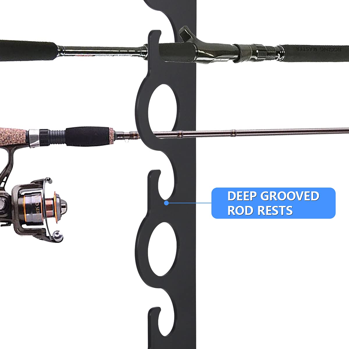 Wall or Ceiling Mount Fishing Rod Holder Rack - Organize & Store 9 Fishing Poles - Perfect for Home, Garage, Cabin, or Store - Ideal for Anglers & Fishing Enthusiasts