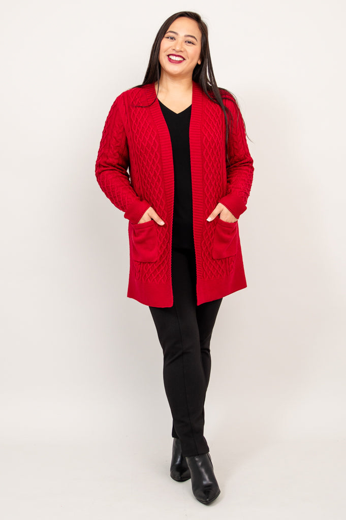 Jenny Cardigan - Soft Red Bamboo Cotton Knit Sweater for Women | Cozy Lounge & Casual Outfit Essential