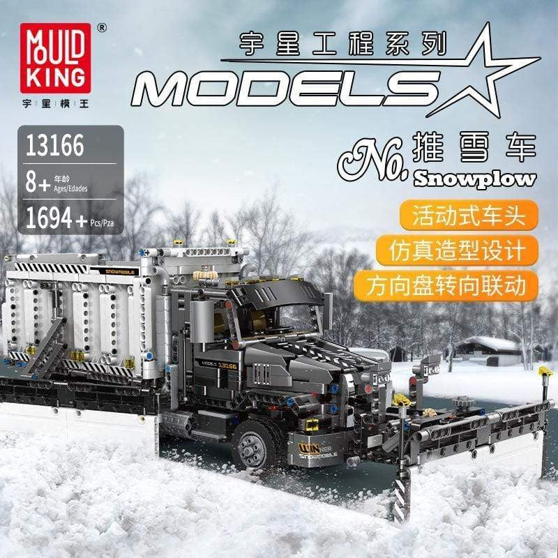 Mould King 13166 MOC 29800 Snowplow Truck - MACK Granite Building Blocks Set for Adults & Kids - Winter Construction Vehicle Model Kit for Snow Removal Play & Display