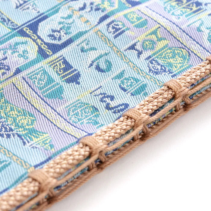 Nishijin Ori Small Drawstring Bag - Snake & Blue Pattern | Handmade in Kyoto Japan | Traditional Japanese Craft Purse for Coins, Jewelry & Gift Giving