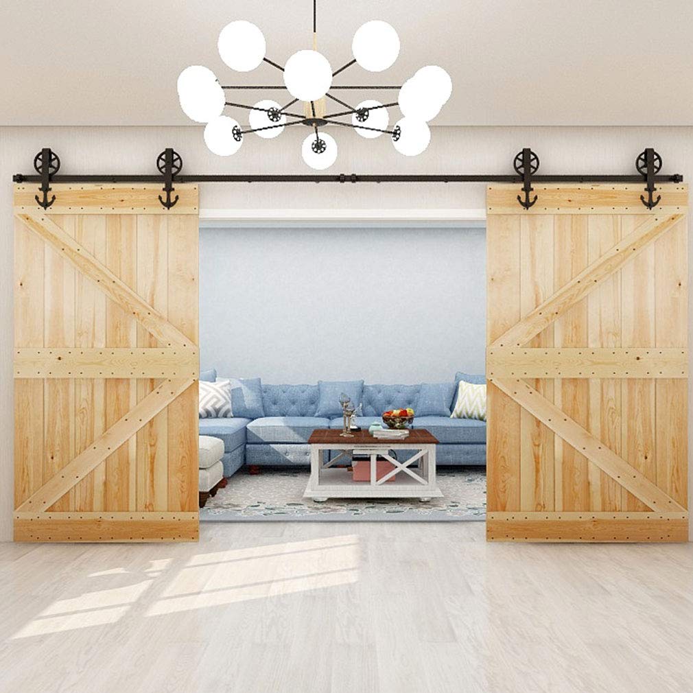 CCJH 13FT Heavy Duty Sliding Barn Door Hardware Kit - Smooth & Quiet Operation, Easy Installation for 39