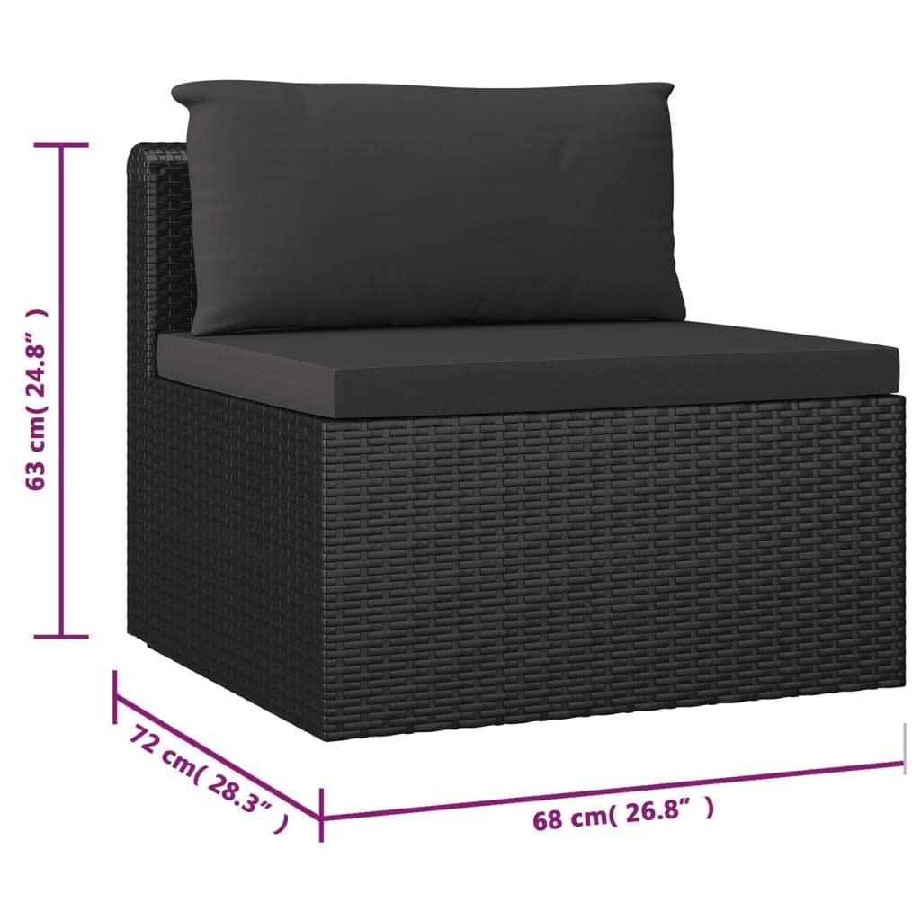 9-Piece Poly Rattan Patio Lounge Set with Removable Cushions - Modular Outdoor Furniture for Garden, Poolside & Backyard - Easy Cleaning Black Wicker Sofa Set