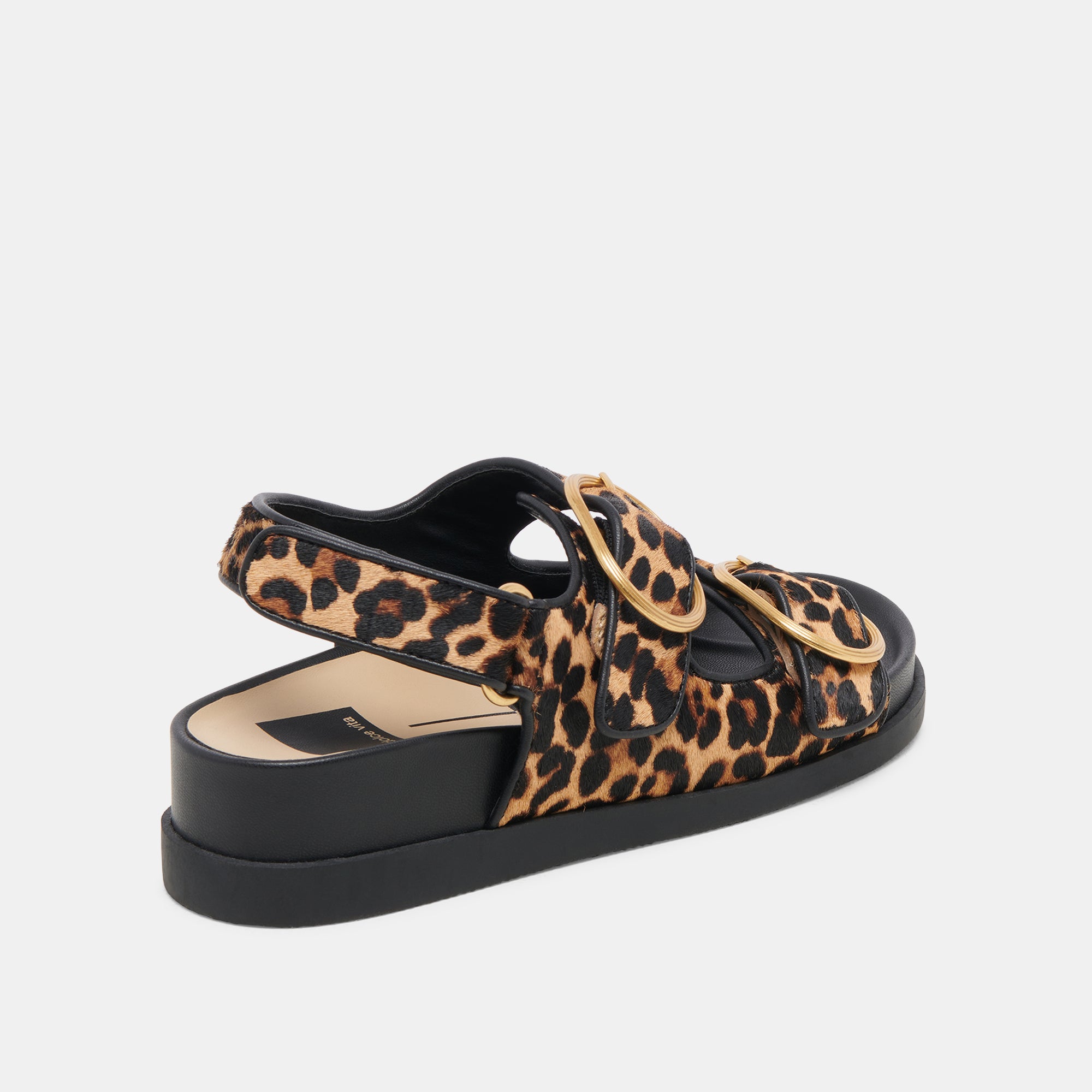 STARLA Women's Leopard Print Black Calf Hair Sandals - Fashionable & Comfortable for Summer, Beach, and Casual Outings