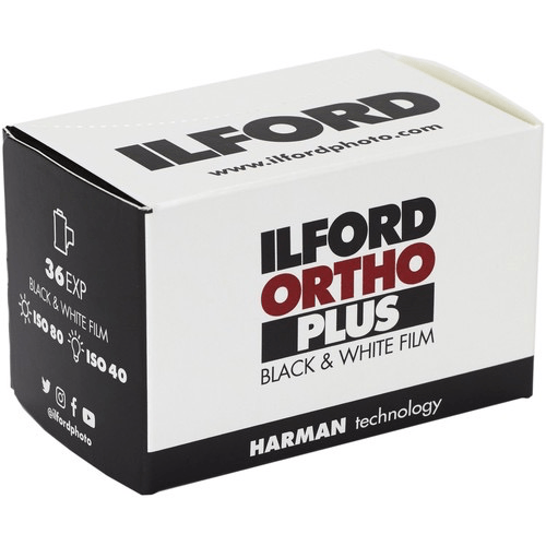 Ilford Ortho Plus Black & White Negative Film - 35mm Roll Film, 36 Exposures | High Contrast B&W Photography | Perfect for Street, Portrait & Landscape Photography